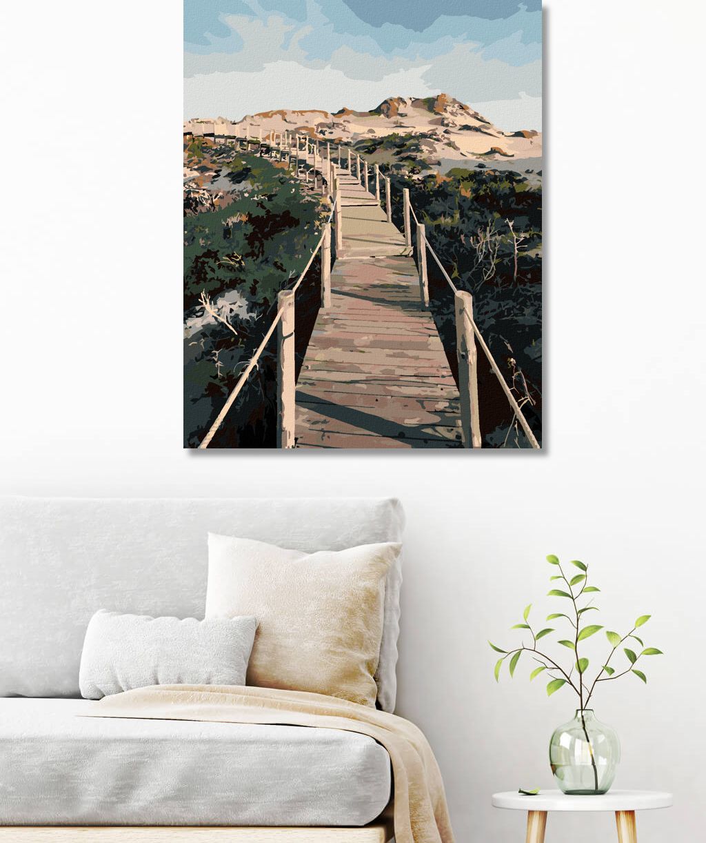 zuty Malování podle čísel - DŘEVĚNÁ LÁVKA V PARKU SINTRA-CASCAIS - Rozměr: 40x50 cm, Rámování: Varianta: vypnuté plátno na rám - obrázek 3