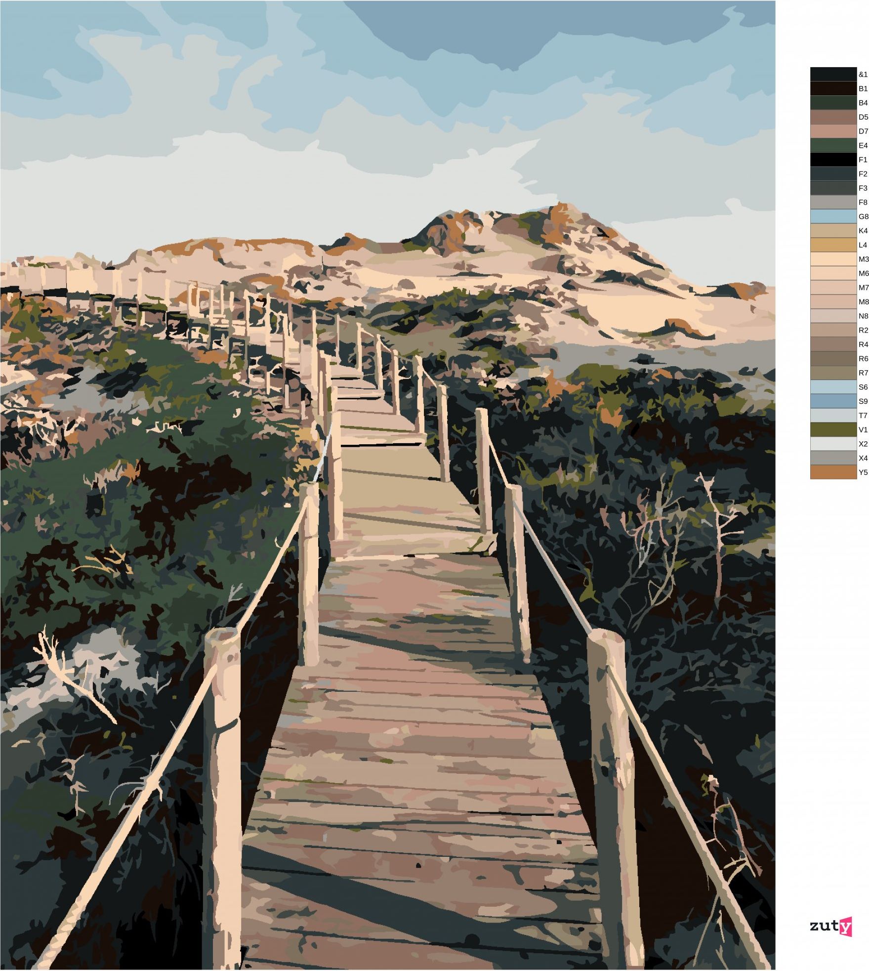zuty Malování podle čísel - DŘEVĚNÁ LÁVKA V PARKU SINTRA-CASCAIS - Rozměr: 40x50 cm, Rámování: Varianta: vypnuté plátno na rám - obrázek 6