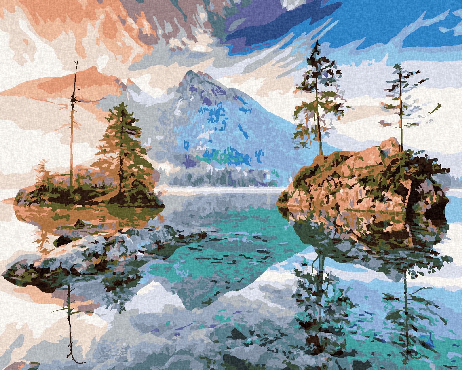 zuty Malování podle čísel - JEZERO HINTERSEE V NĚMECKU - Rozměr: 40x50 cm, Rámování: Varianta: vypnuté plátno na rám - obrázek 1