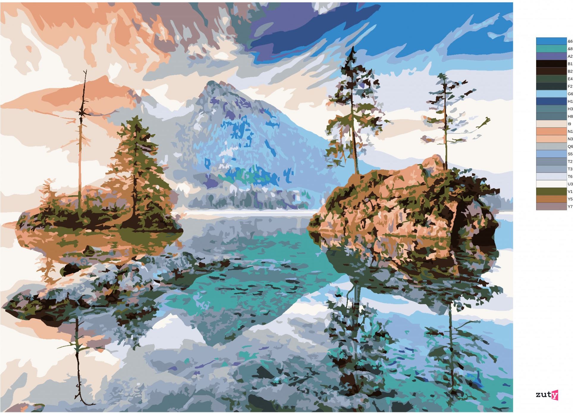 zuty Malování podle čísel - JEZERO HINTERSEE V NĚMECKU - Rozměr: 40x50 cm, Rámování: Varianta: vypnuté plátno na rám - obrázek 9