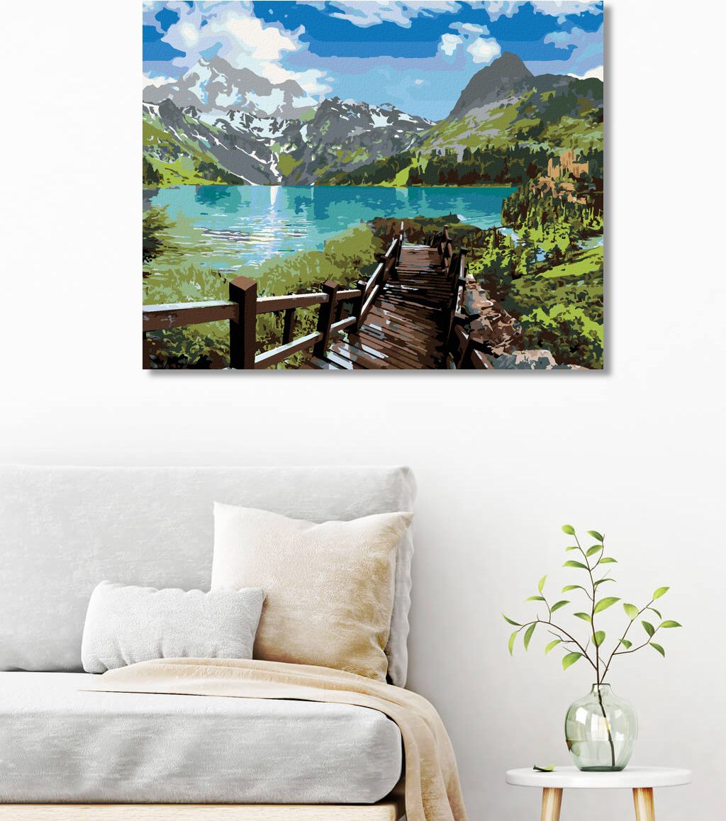 zuty Malování podle čísel - SCHODY K JEZERU - Rozměr: 40x50 cm, Rámování: Varianta: bez rámu a bez vypnutí plátna - obrázek 7
