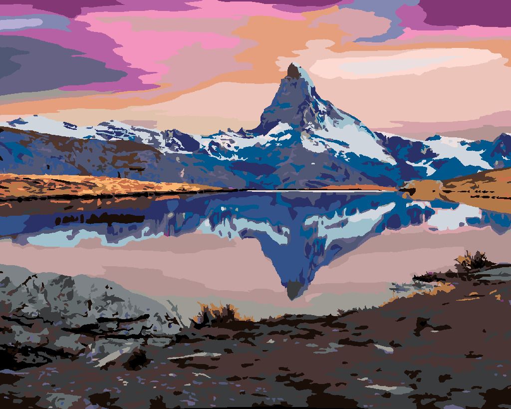 zuty Malování podle čísel - POHLED NA JEZERO STELLISEE VE ŠVÝCARSKU - Rozměr: 40x50 cm, Rámování: Varianta: bez rámu a bez vypnutí plátna - obrázek 8
