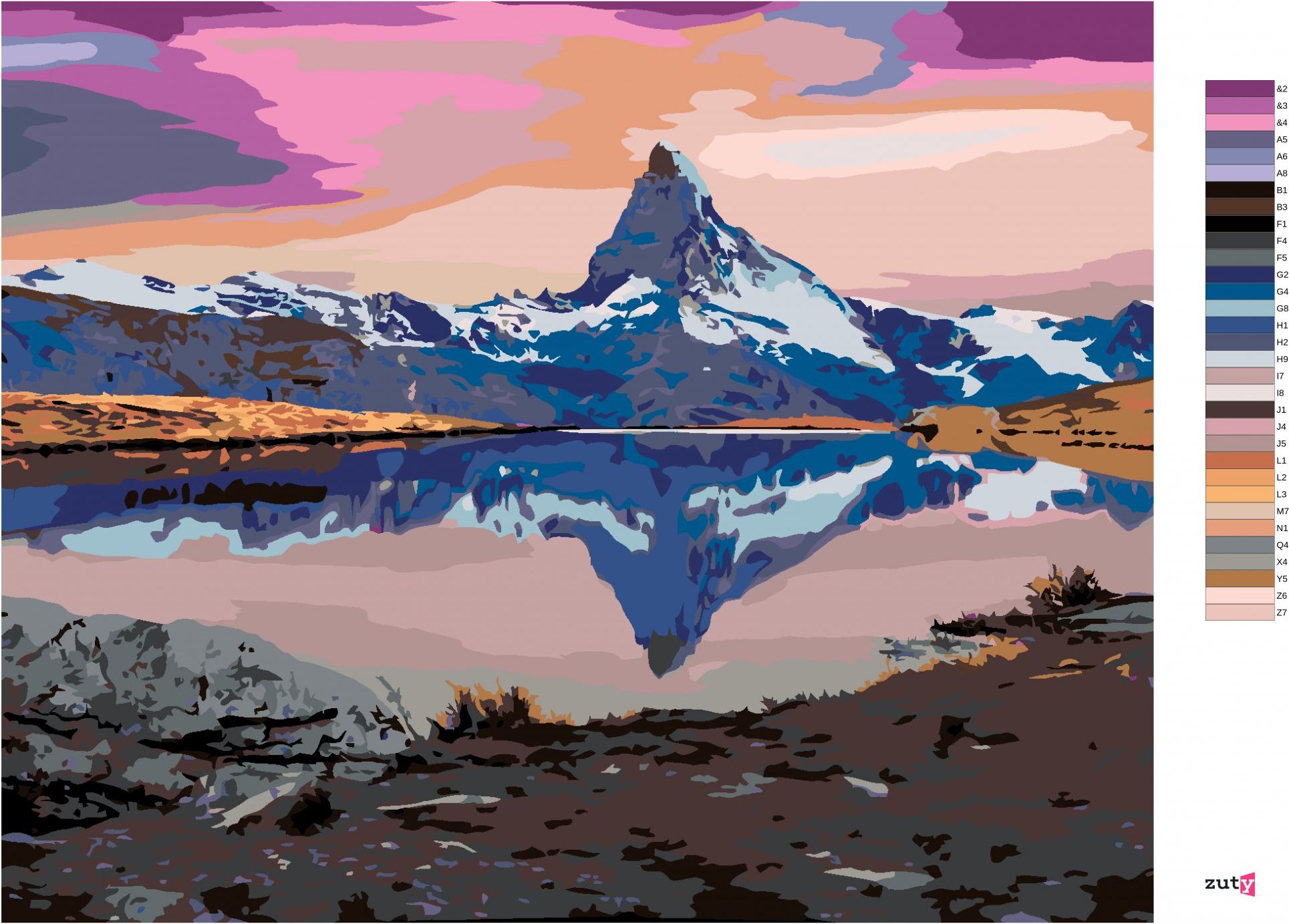 zuty Malování podle čísel - POHLED NA JEZERO STELLISEE VE ŠVÝCARSKU - Rozměr: 40x50 cm, Rámování: Varianta: vypnuté plátno na rám - obrázek 9
