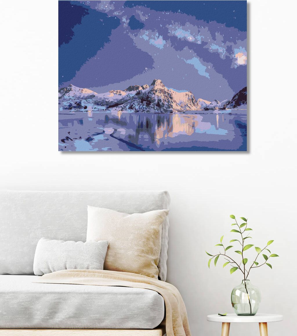 zuty Malování podle čísel - MLÉČNÁ DRÁHA NAD ZAMRZLÝM MOŘSKÝM POBŘEŽÍM - Rozměr: 40x50 cm, Rámování: Varianta: bez rámu a bez vypnutí plátna - obrázek 10