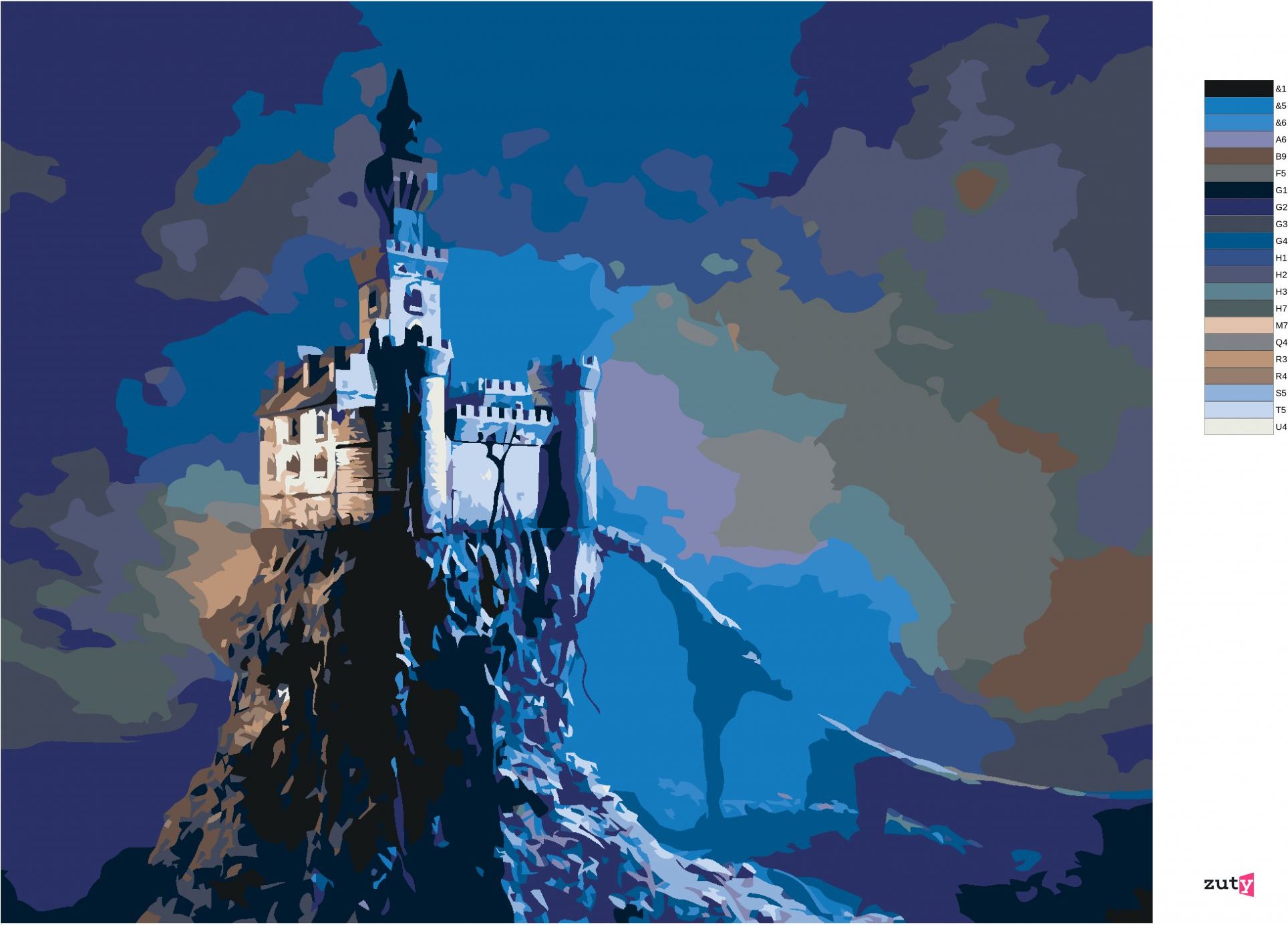zuty Malování podle čísel - STARÝ HRAD NA KOPEČKU - Rozměr: 40x50 cm, Rámování: Varianta: vypnuté plátno na rám - obrázek 2