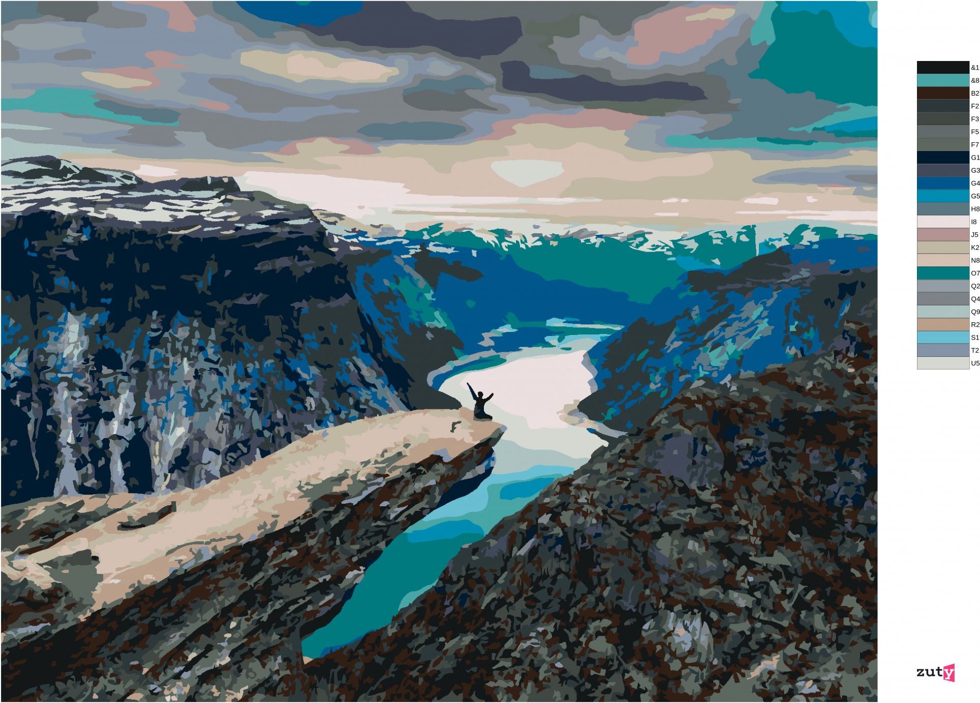 zuty Malování podle čísel - MUŽ NA HORSKÉM ÚTESU - Rozměr: 40x50 cm, Rámování: Varianta: bez rámu a bez vypnutí plátna - obrázek 6