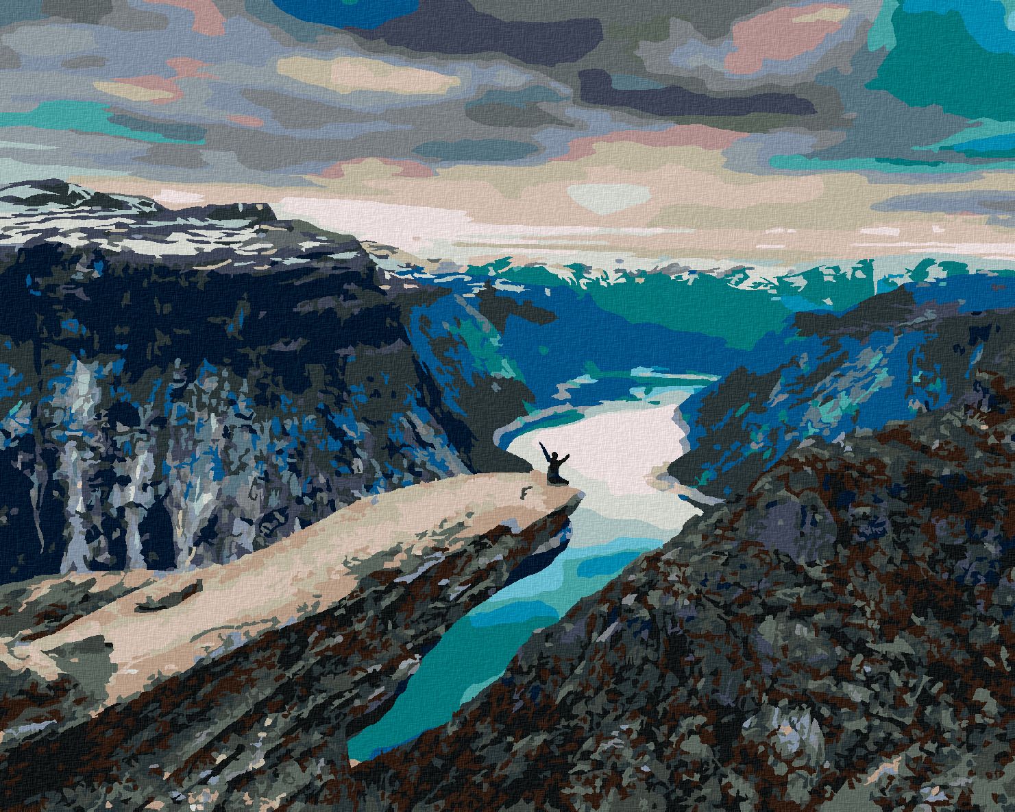 zuty Malování podle čísel - MUŽ NA HORSKÉM ÚTESU - Rozměr: 40x50 cm, Rámování: Varianta: vypnuté plátno na rám - obrázek 1