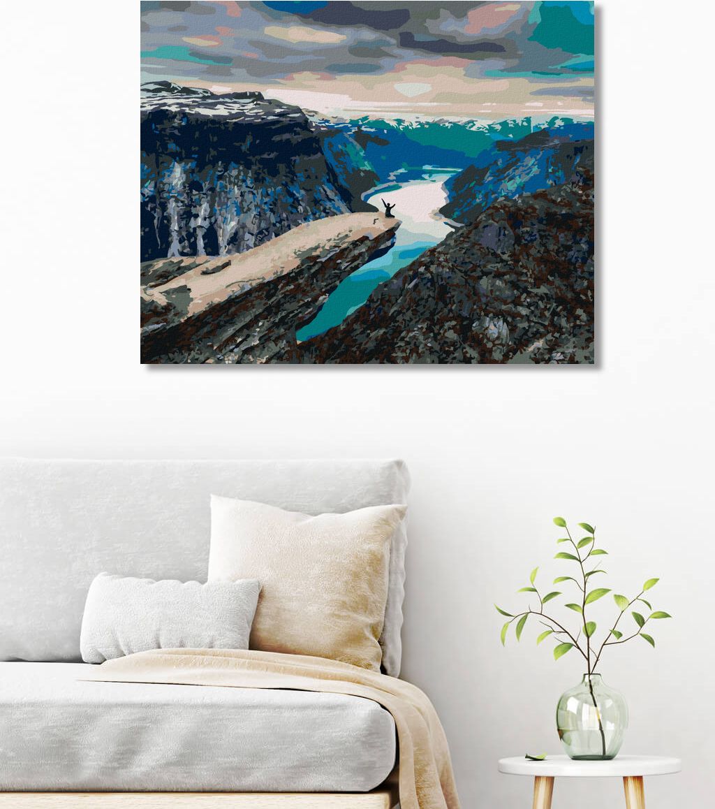 zuty Malování podle čísel - MUŽ NA HORSKÉM ÚTESU - Rozměr: 40x50 cm, Rámování: Varianta: vypnuté plátno na rám - obrázek 3
