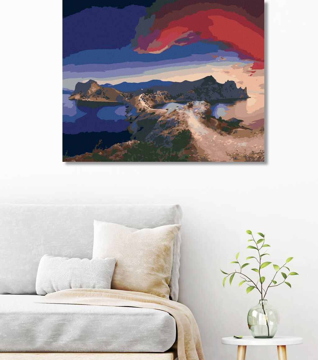 zuty Malování podle čísel - PŘÍRODA S ČERVENÝMI MRAKY - Rozměr: 40x50 cm, Rámování: Varianta: vypnuté plátno na rám - obrázek 10