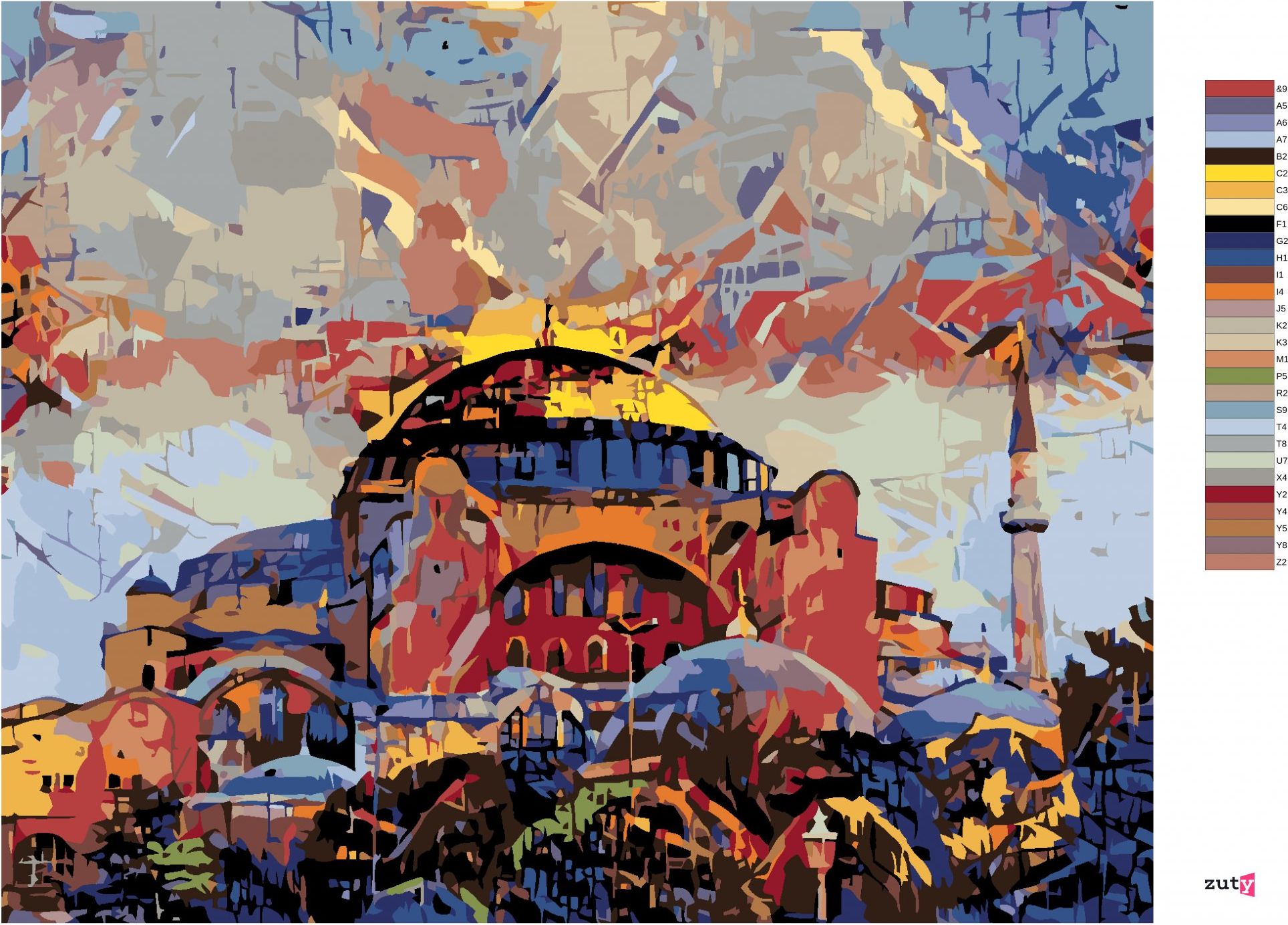 zuty Malování podle čísel - MUZEUM HAGIA SOPHIA V ISTANBULU - Rozměr: 40x50 cm, Rámování: Varianta: vypnuté plátno na rám - obrázek 2