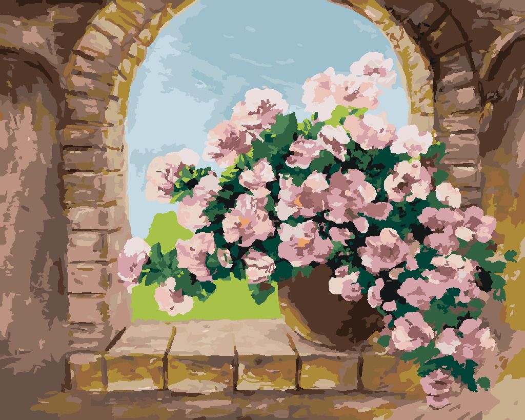 zuty Malování podle čísel - KYTICE KVĚTIN NA KAMENNÉM OKÝNKU - Rozměr: 40x50 cm, Rámování: Varianta: vypnuté plátno na rám - obrázek 9