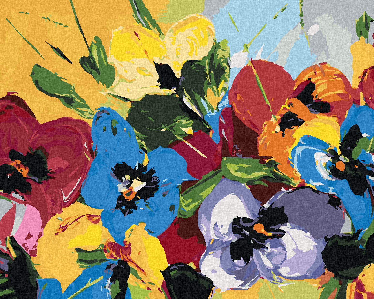 zuty Malování podle čísel - MIX BAREVNÝCH KVĚTIN - Rozměr: 40x50 cm, Rámování: Varianta: vypnuté plátno na rám - obrázek 2