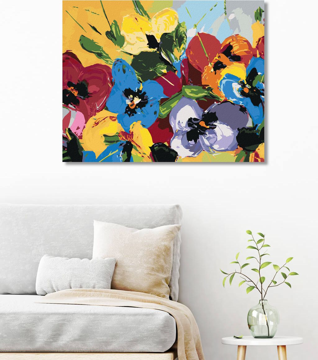 zuty Malování podle čísel - MIX BAREVNÝCH KVĚTIN - Rozměr: 40x50 cm, Rámování: Varianta: vypnuté plátno na rám - obrázek 5