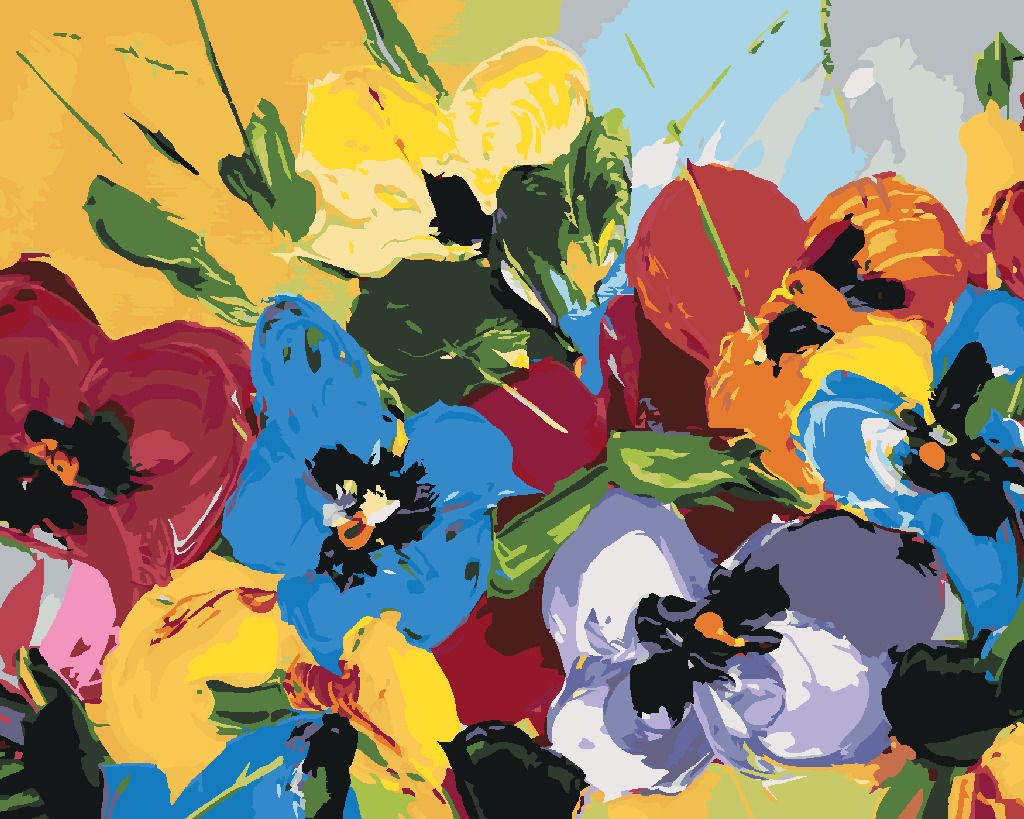 zuty Malování podle čísel - MIX BAREVNÝCH KVĚTIN - Rozměr: 40x50 cm, Rámování: Varianta: vypnuté plátno na rám - obrázek 6