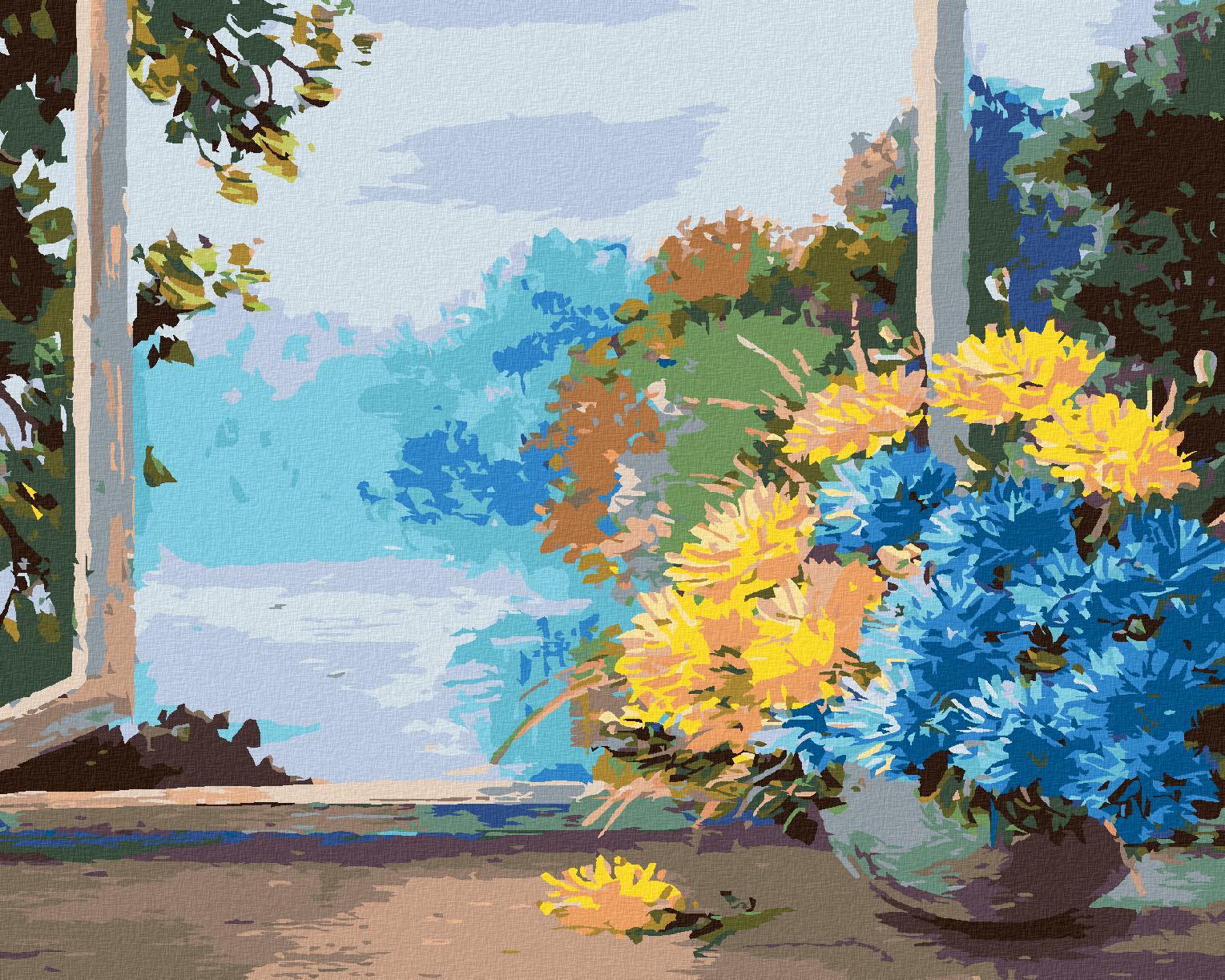 zuty Malování podle čísel - KYTICE JARNÍCH KVĚTIN U OKNA - Rozměr: 40x50 cm, Rámování: Varianta: bez rámu a bez vypnutí plátna - obrázek 1