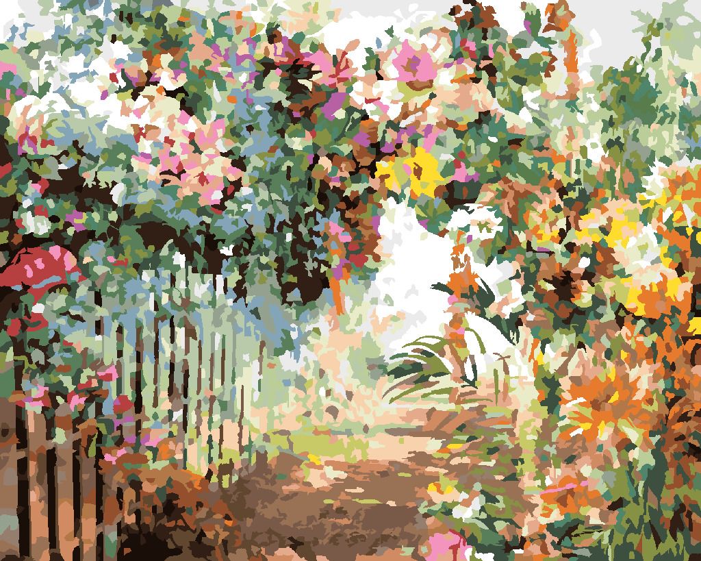 zuty Malování podle čísel - JARNÍ KVĚTINY U PLOTU - Rozměr: 40x50 cm, Rámování: Varianta: bez rámu a bez vypnutí plátna - obrázek 2