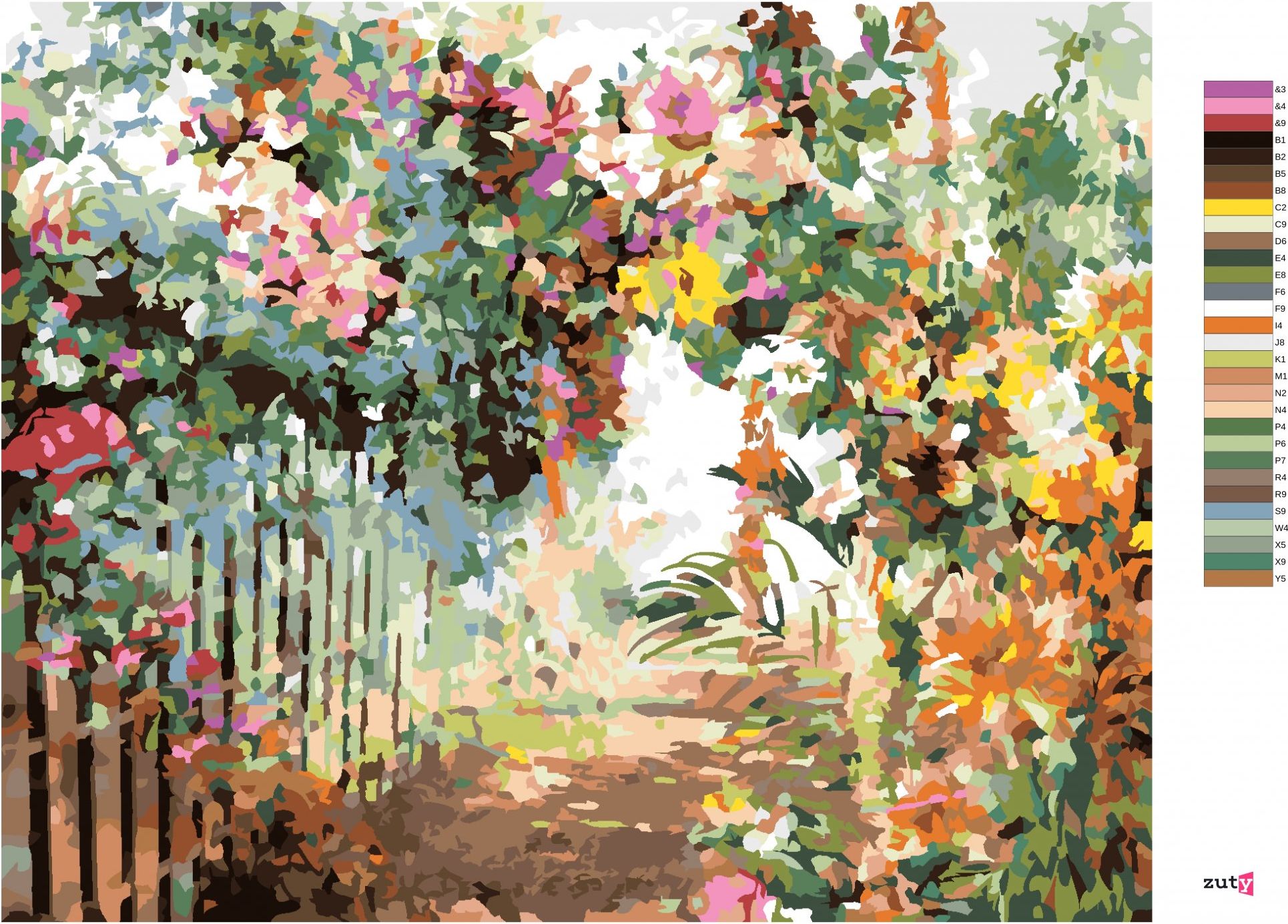 zuty Malování podle čísel - JARNÍ KVĚTINY U PLOTU - Rozměr: 40x50 cm, Rámování: Varianta: bez rámu a bez vypnutí plátna - obrázek 10