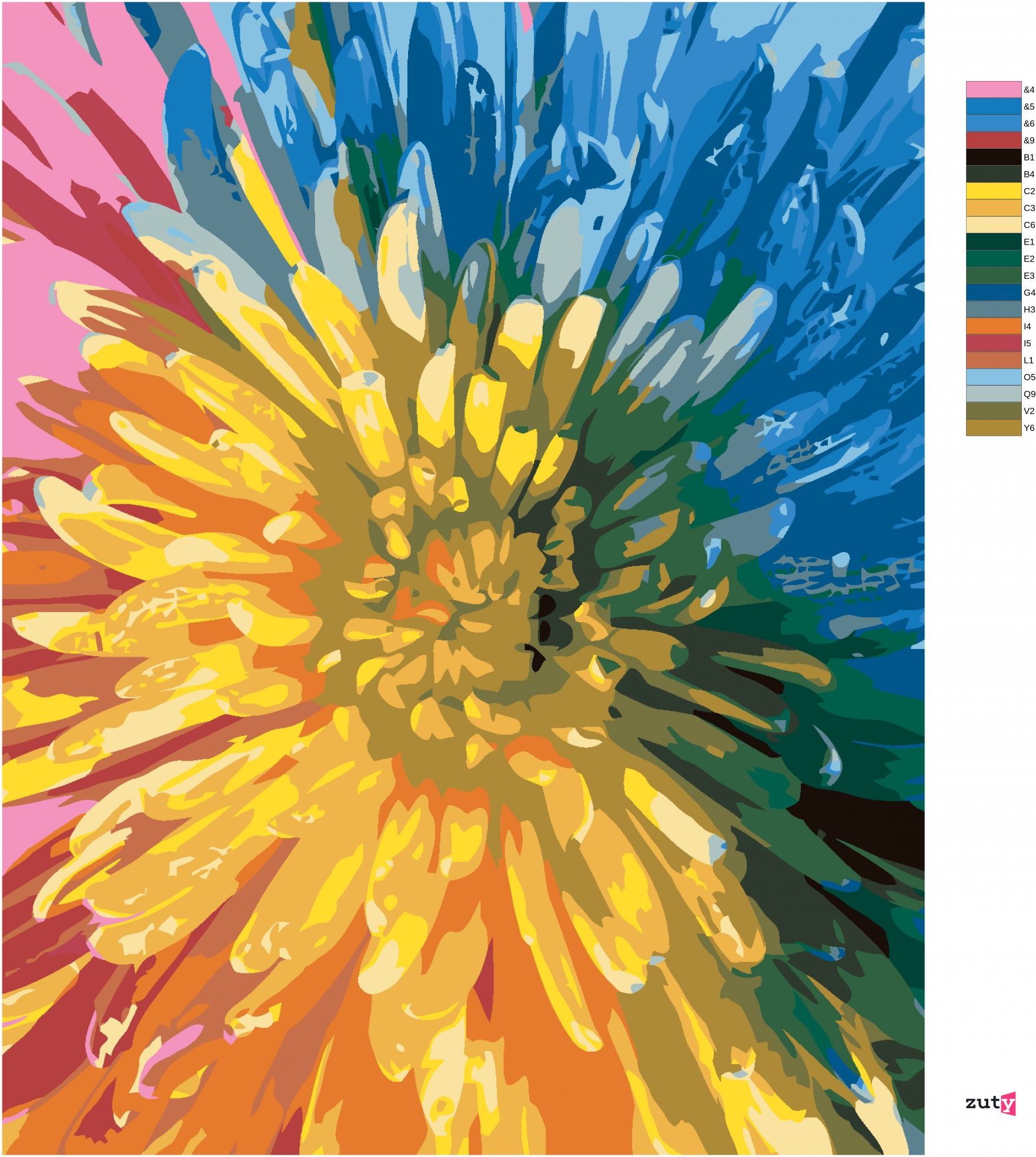 zuty Malování podle čísel - DUHOVÁ KVĚTINA - Rozměr: 40x50 cm, Rámování: Varianta: bez rámu a bez vypnutí plátna - obrázek 7