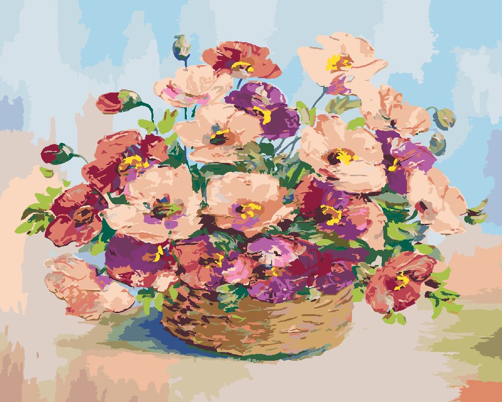 zuty Malování podle čísel - PROUTĚNÝ KOŠÍK VLČÍHO MÁKU - Rozměr: 40x50 cm, Rámování: Varianta: bez rámu a bez vypnutí plátna - obrázek 8