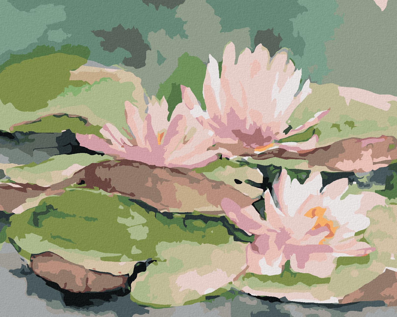 zuty Malování podle čísel - RŮŽOVÉ JAPONSKÉ LEKNÍNY - Rozměr: 40x50 cm, Rámování: Varianta: vypnuté plátno na rám - obrázek 1