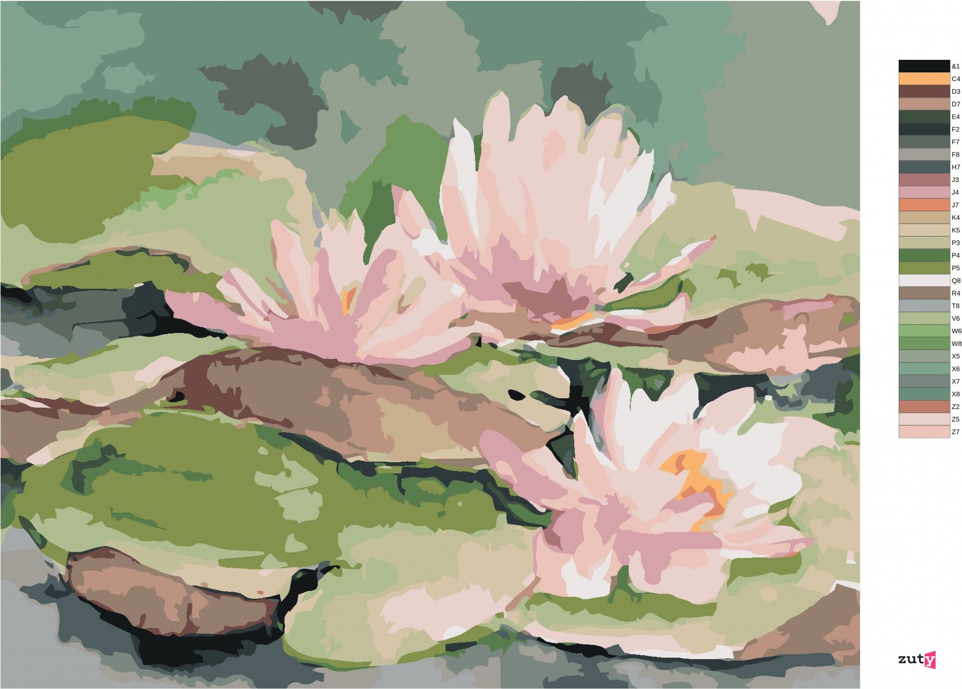 zuty Malování podle čísel - RŮŽOVÉ JAPONSKÉ LEKNÍNY - Rozměr: 40x50 cm, Rámování: Varianta: vypnuté plátno na rám - obrázek 3