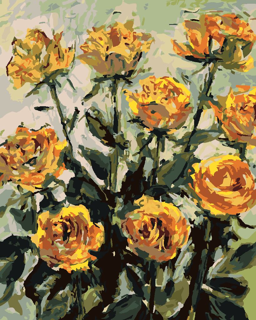 zuty Malování podle čísel - KRÁSNÉ ŽLUTÉ RŮŽE - Rozměr: 40x50 cm, Rámování: Varianta: bez rámu a bez vypnutí plátna - obrázek 2