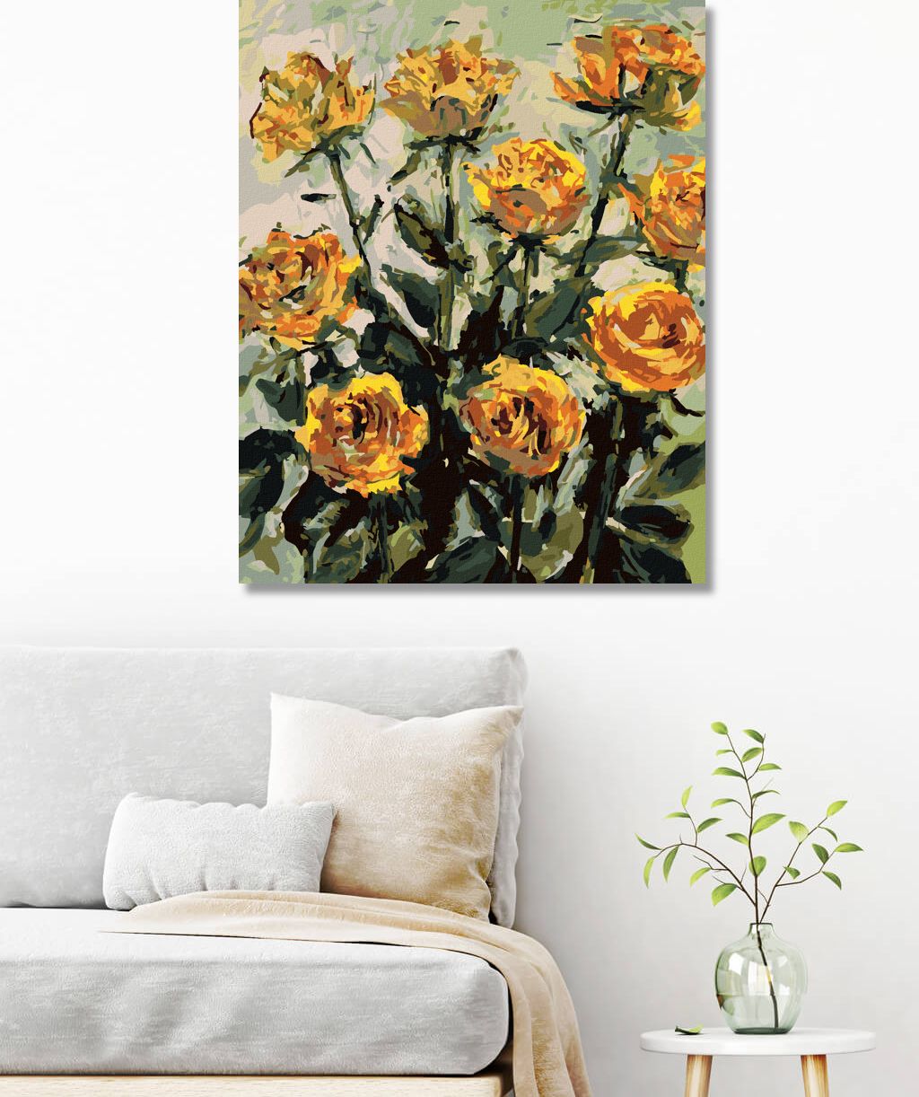 zuty Malování podle čísel - KRÁSNÉ ŽLUTÉ RŮŽE - Rozměr: 40x50 cm, Rámování: Varianta: bez rámu a bez vypnutí plátna - obrázek 4