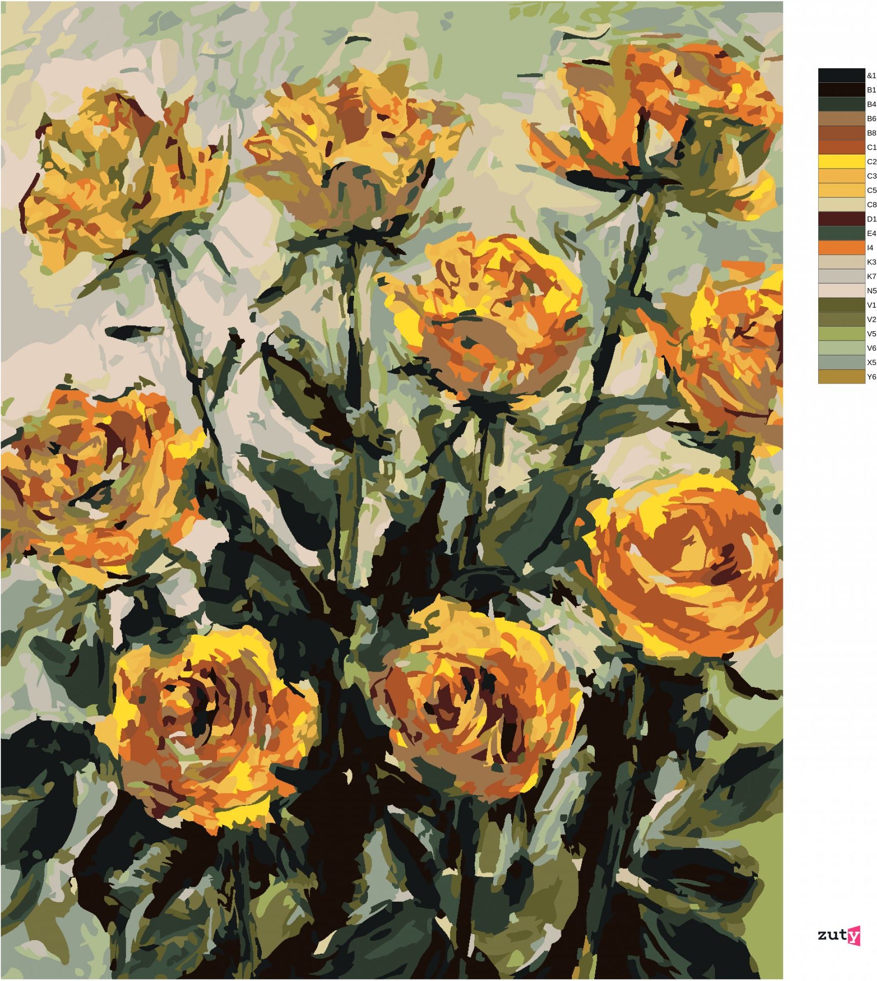 zuty Malování podle čísel - KRÁSNÉ ŽLUTÉ RŮŽE - Rozměr: 40x50 cm, Rámování: Varianta: bez rámu a bez vypnutí plátna - obrázek 10