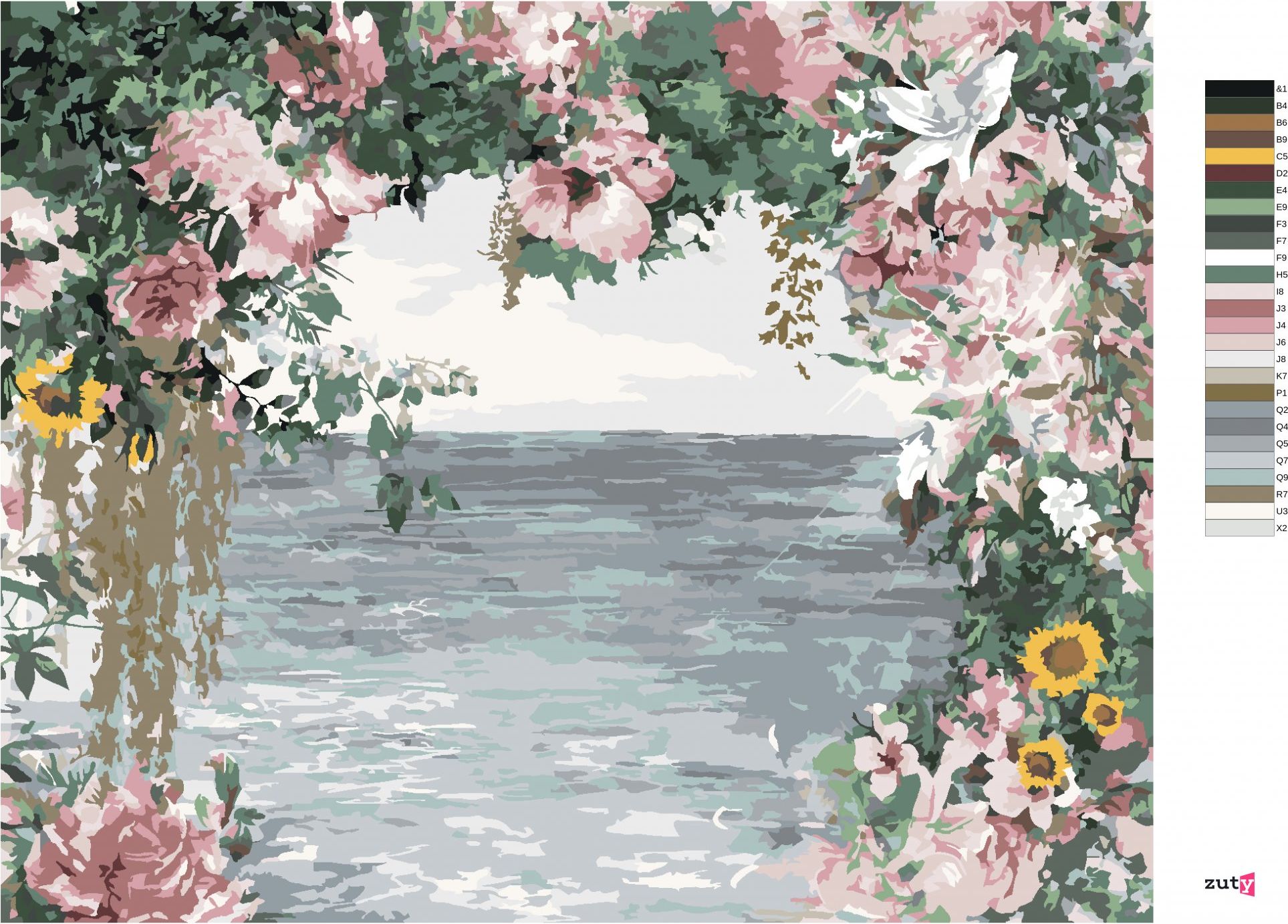 zuty Malování podle čísel - KVĚTINOVÁ BRÁNA K MOŘI - Rozměr: 40x50 cm, Rámování: Varianta: bez rámu a bez vypnutí plátna - obrázek 9