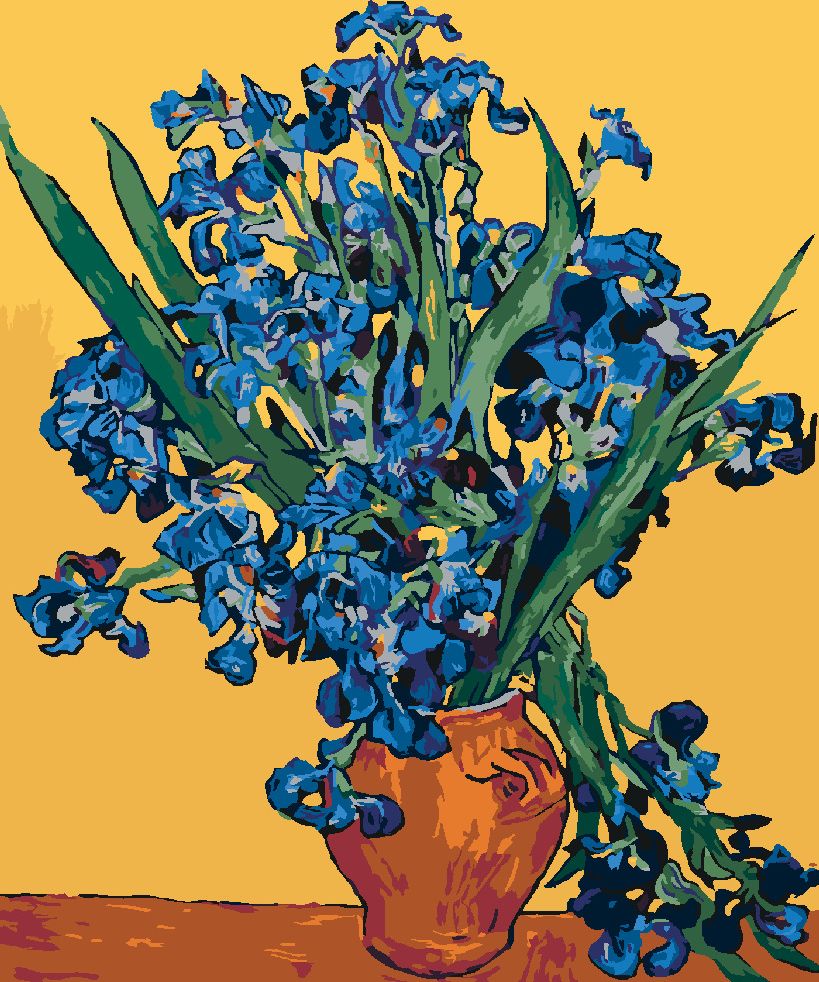 zuty Malování podle čísel - KOSATCE NA ŽLUTÉM PODKLADU DLE VAN GOGHA - Rozměr: 40x50 cm, Rámování: Varianta: bez rámu a bez vypnutí plátna - obrázek 7