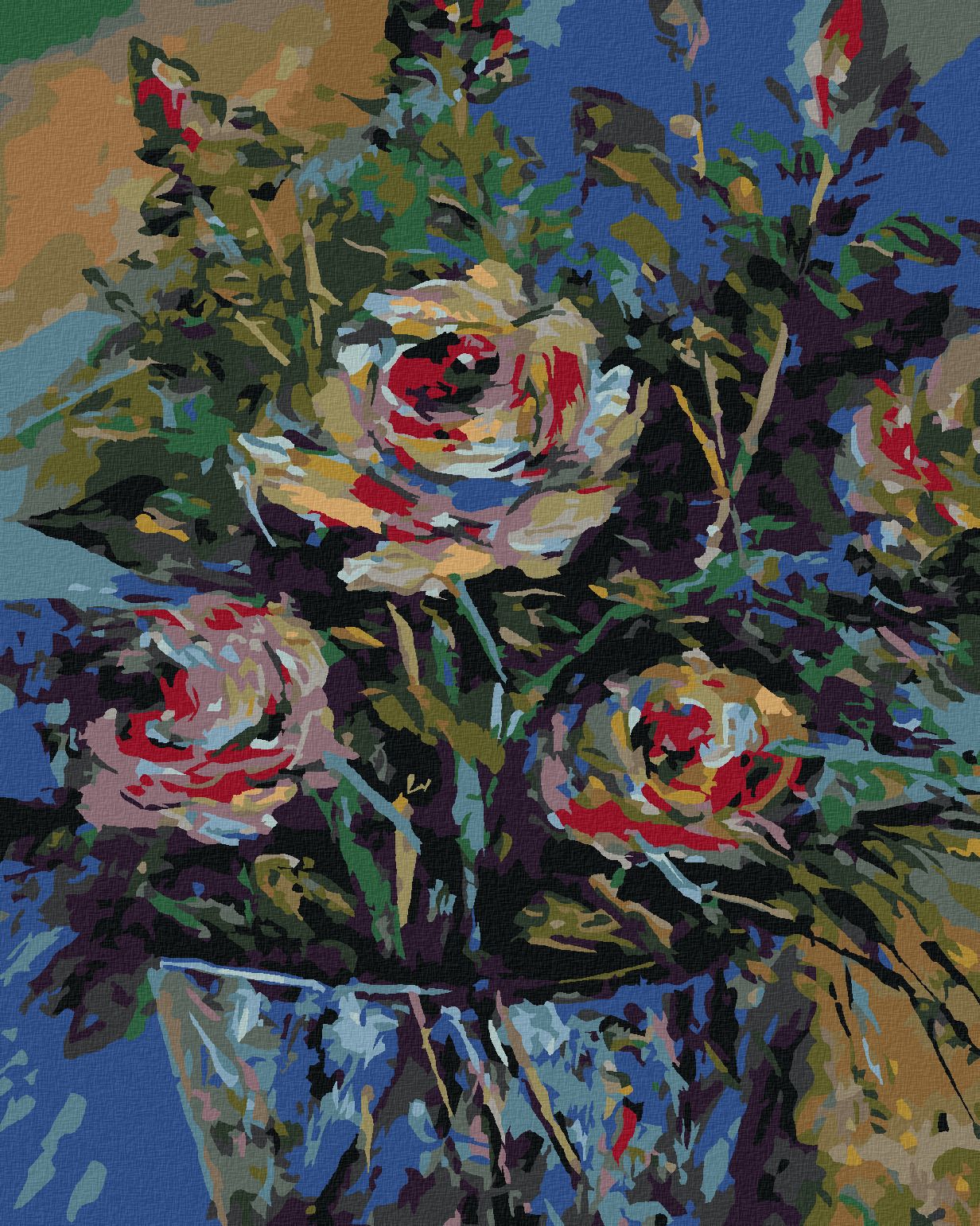 zuty Malování podle čísel - RŮŽE V KBELÍKU - Rozměr: 40x50 cm, Rámování: Varianta: vypnuté plátno na rám - obrázek 1