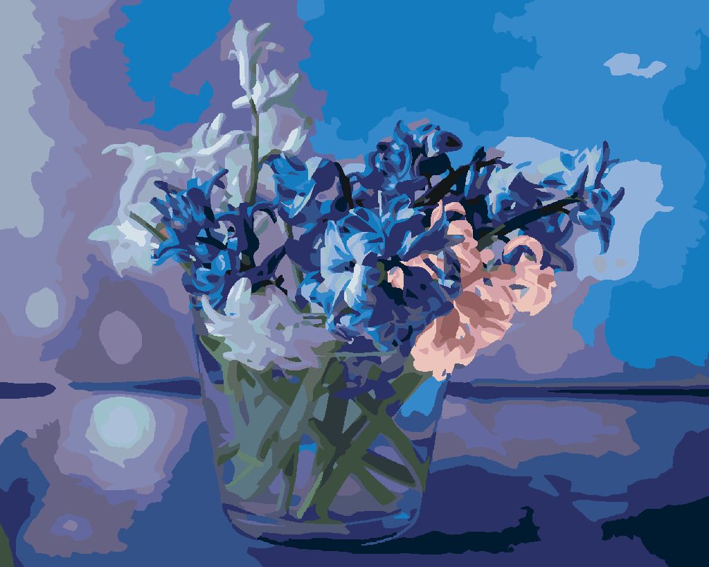 zuty Malování podle čísel - SMĚS JARNÍCH HYACINTŮ VE VÁZE - Rozměr: 40x50 cm, Rámování: Varianta: vypnuté plátno na rám - obrázek 4
