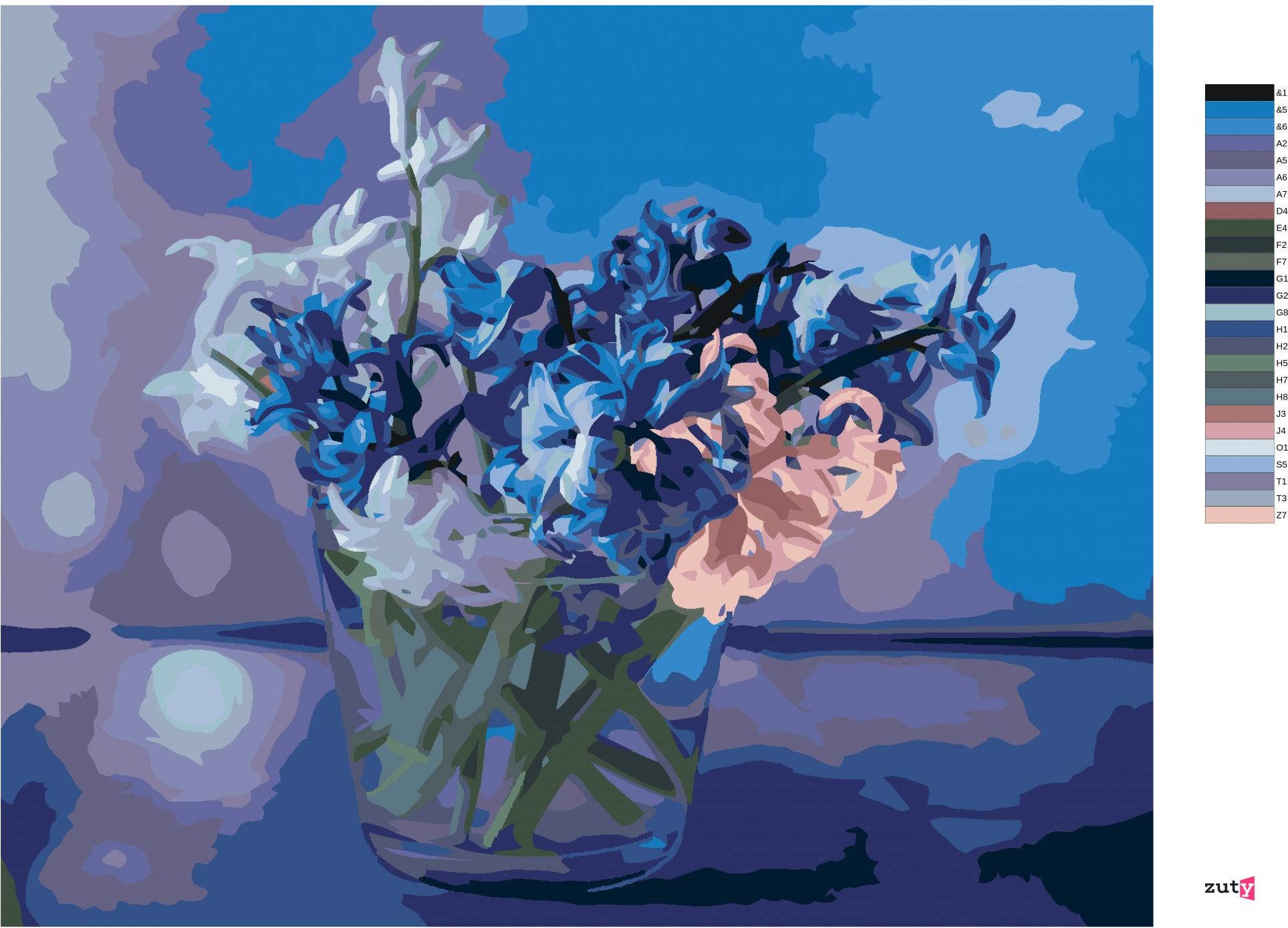 zuty Malování podle čísel - SMĚS JARNÍCH HYACINTŮ VE VÁZE - Rozměr: 40x50 cm, Rámování: Varianta: vypnuté plátno na rám - obrázek 5