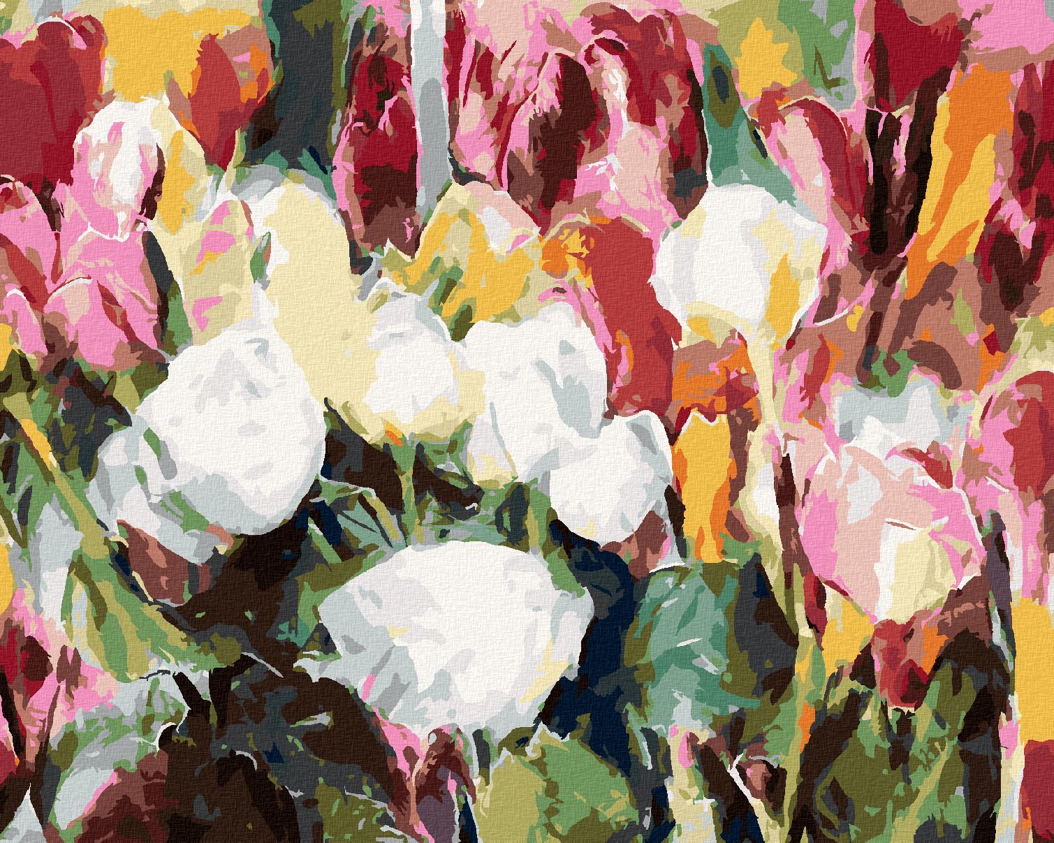 zuty Malování podle čísel - PLNO RŮŽÍ A TULIPÁNŮ - Rozměr: 40x50 cm, Rámování: Varianta: vypnuté plátno na rám - obrázek 1
