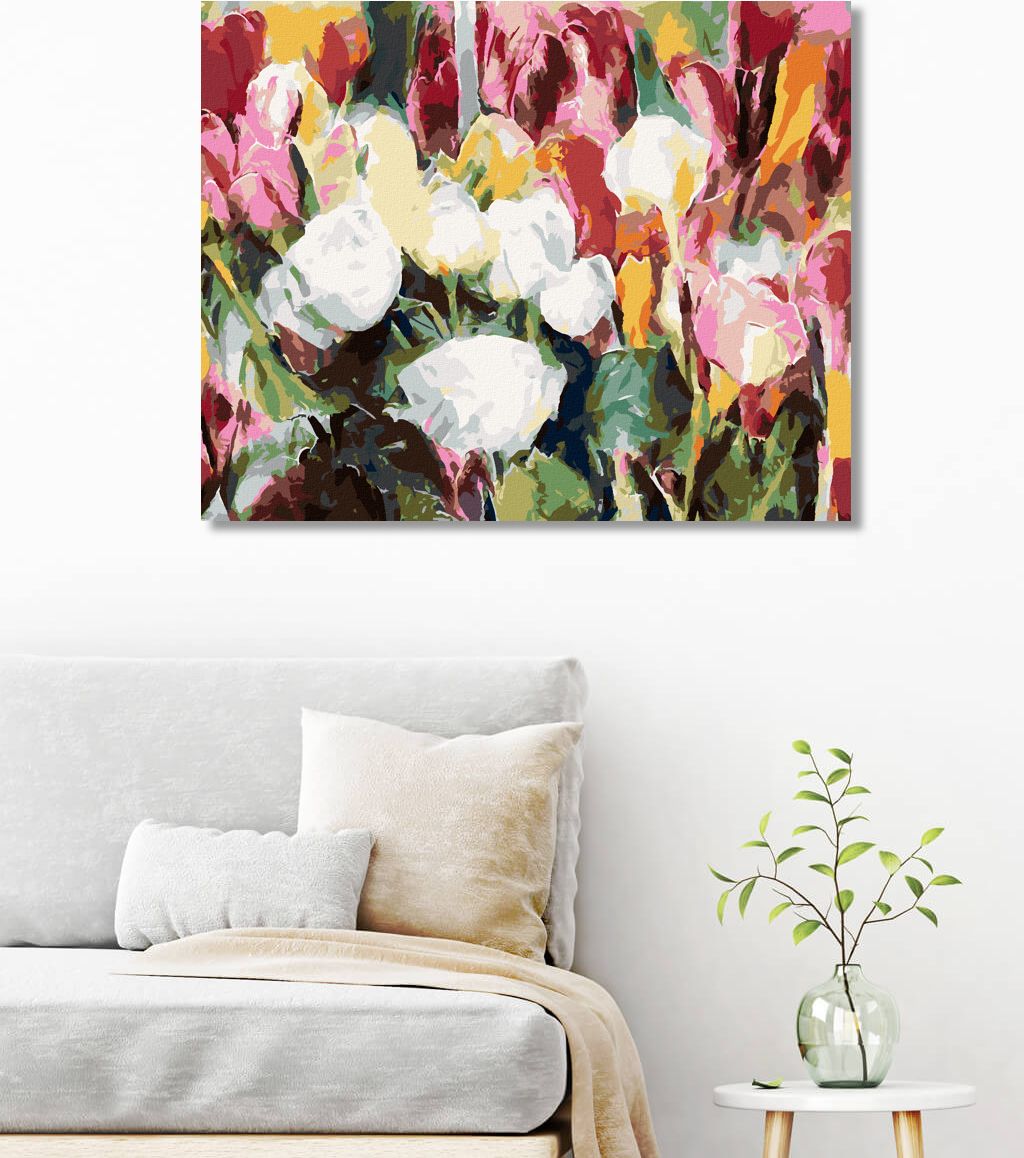 zuty Malování podle čísel - PLNO RŮŽÍ A TULIPÁNŮ - Rozměr: 40x50 cm, Rámování: Varianta: vypnuté plátno na rám - obrázek 10