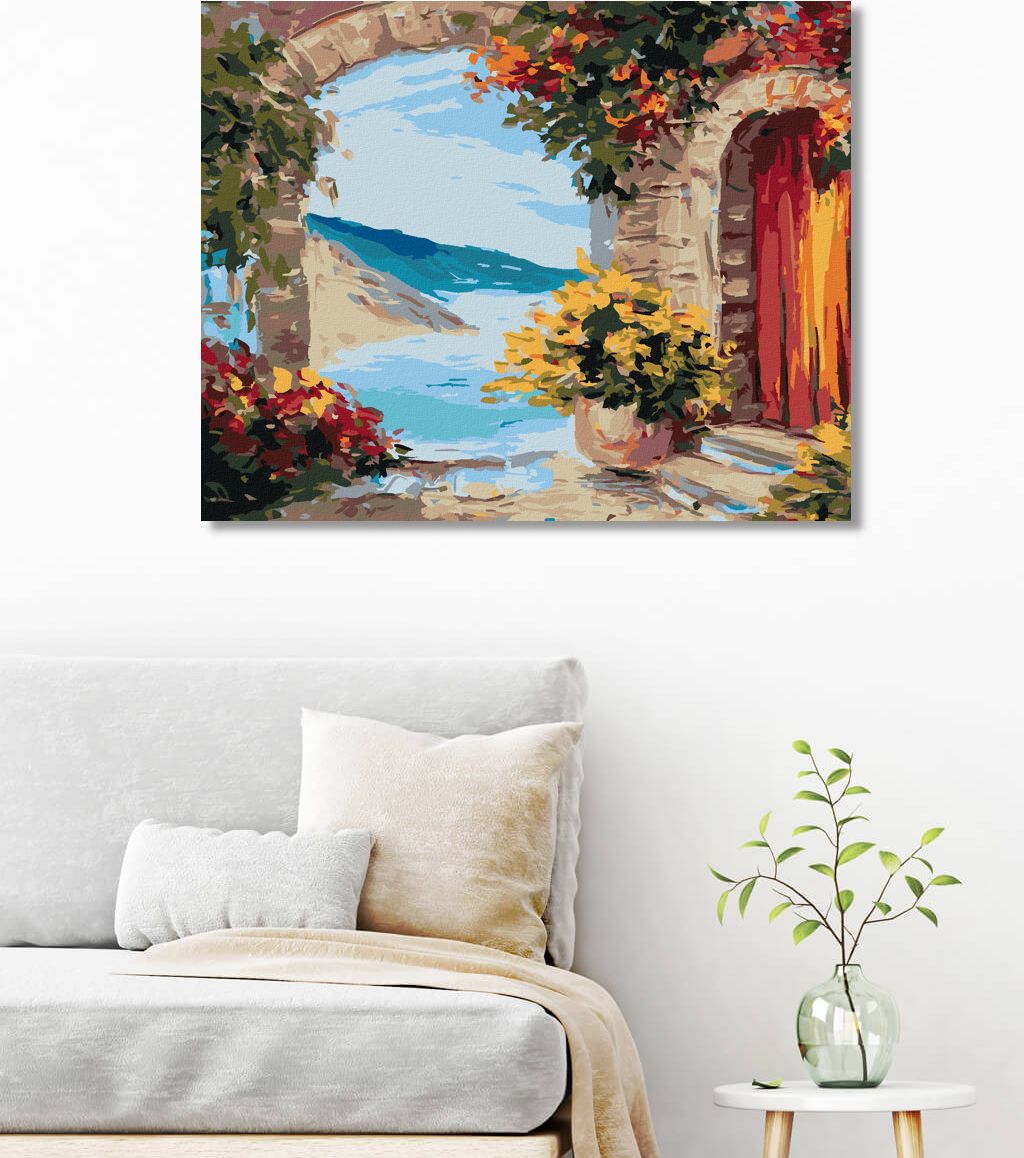 zuty Malování podle čísel - KVĚTINOVÁ BRÁNA U MOŘE - Rozměr: 40x50 cm, Rámování: Varianta: vypnuté plátno na rám - obrázek 8
