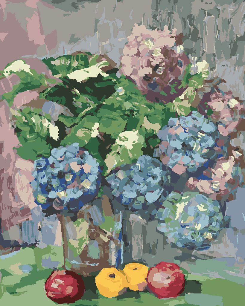 zuty Malování podle čísel - KYTICE HORTENZIÍ - Rozměr: 40x50 cm, Rámování: Varianta: vypnuté plátno na rám - obrázek 3