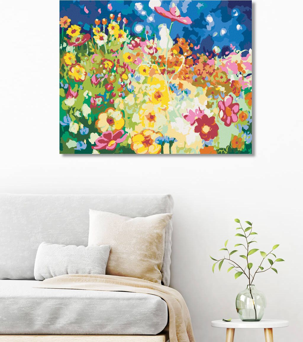 zuty Malování podle čísel - BAREVNÉ KVĚTINOVÉ POLE - Rozměr: 40x50 cm, Rámování: Varianta: vypnuté plátno na rám - obrázek 7