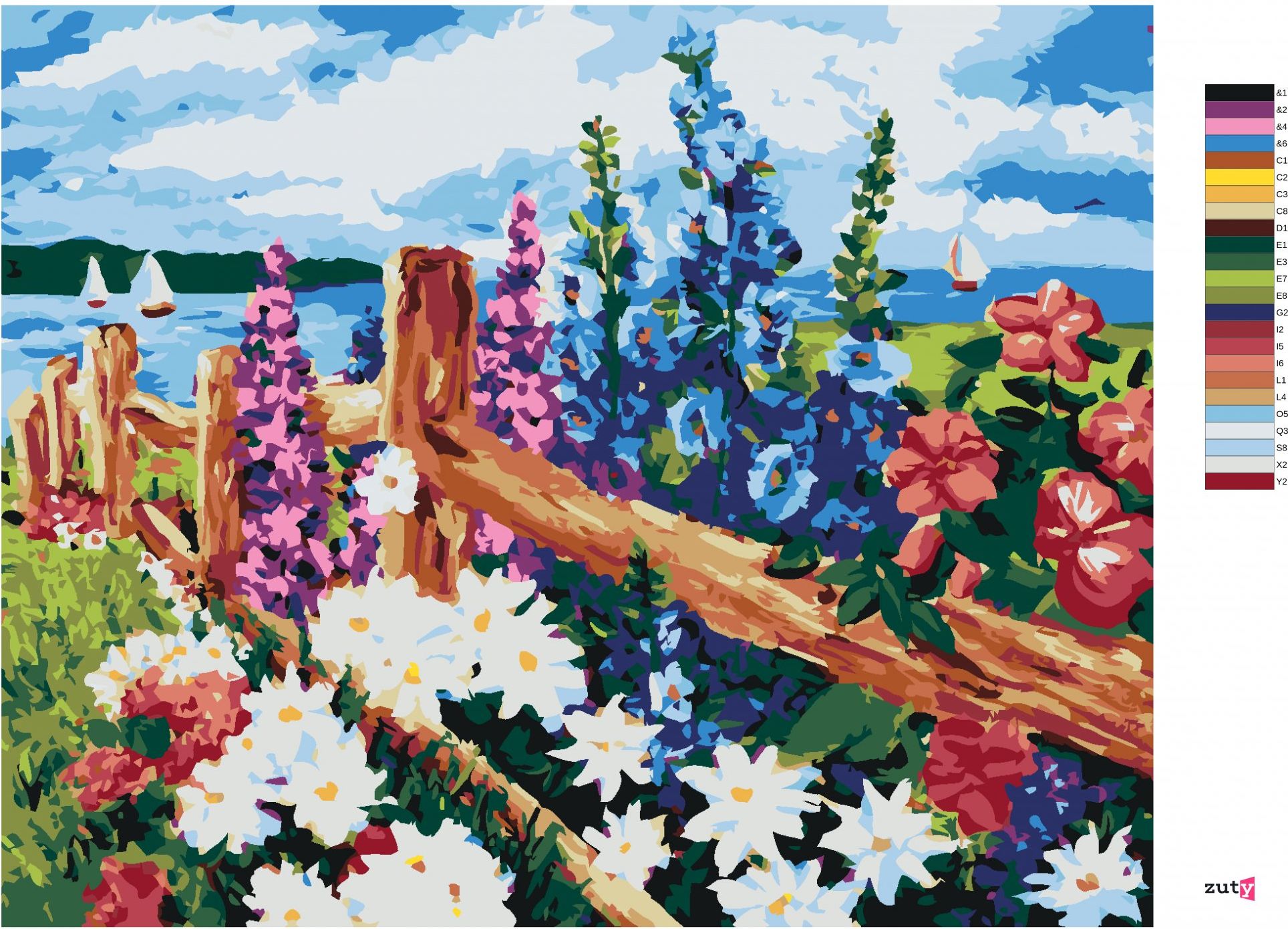 zuty Malování podle čísel - ROZKVETLÉ KVĚTINY NA LOUCE - Rozměr: 40x50 cm, Rámování: Varianta: bez rámu a bez vypnutí plátna - obrázek 9