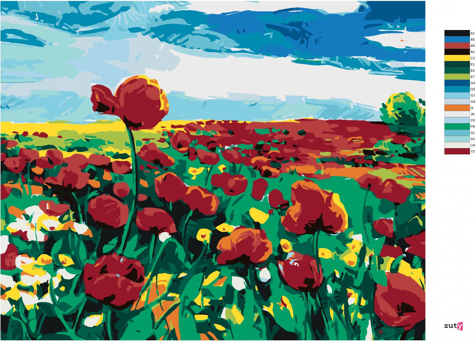 zuty Malování podle čísel - VLČÍ MÁK NA POLI - Rozměr: 40x50 cm, Rámování: Varianta: vypnuté plátno na rám - obrázek 5