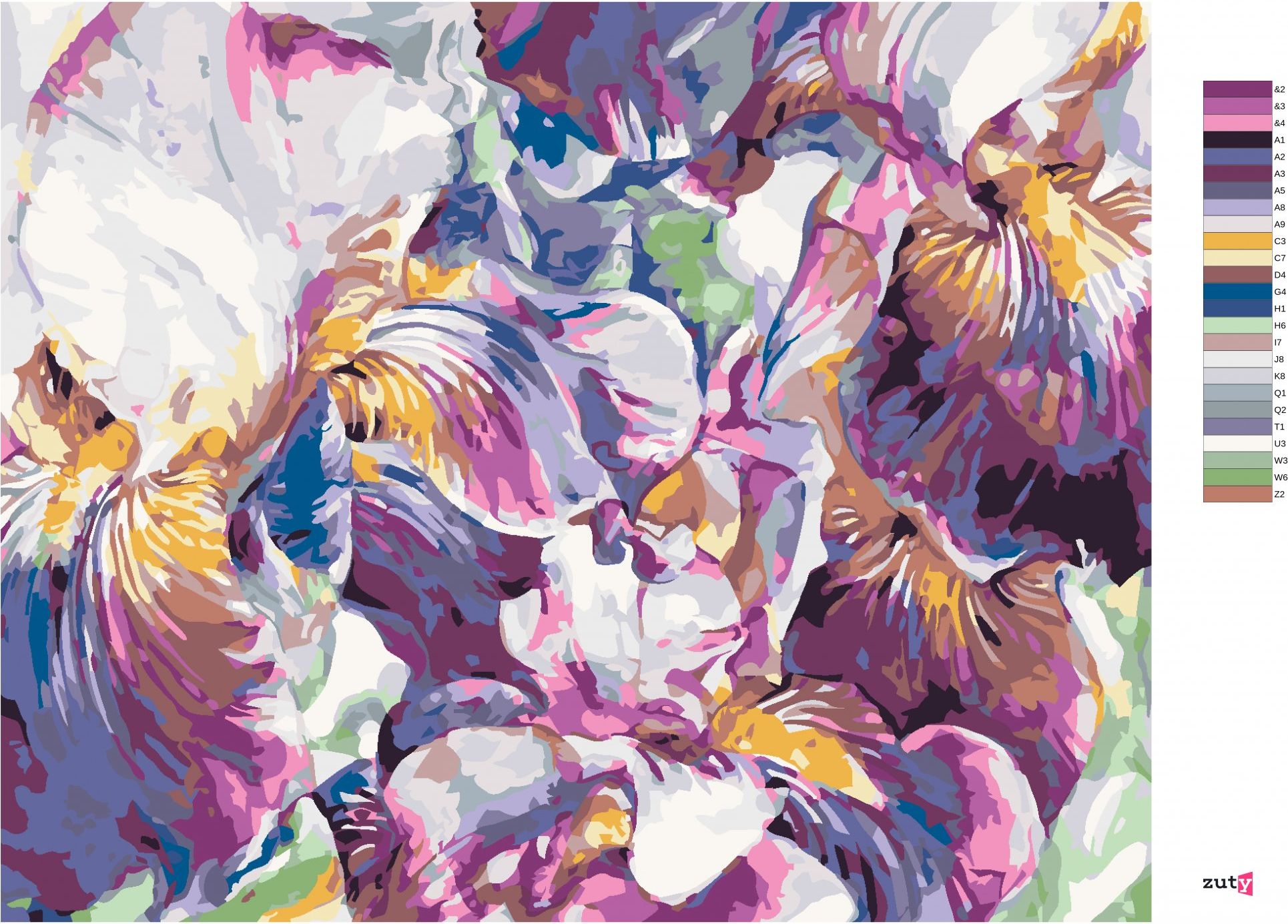 zuty Malování podle čísel - FIALOVÉ KOSATCE - Rozměr: 40x50 cm, Rámování: Varianta: bez rámu a bez vypnutí plátna - obrázek 2
