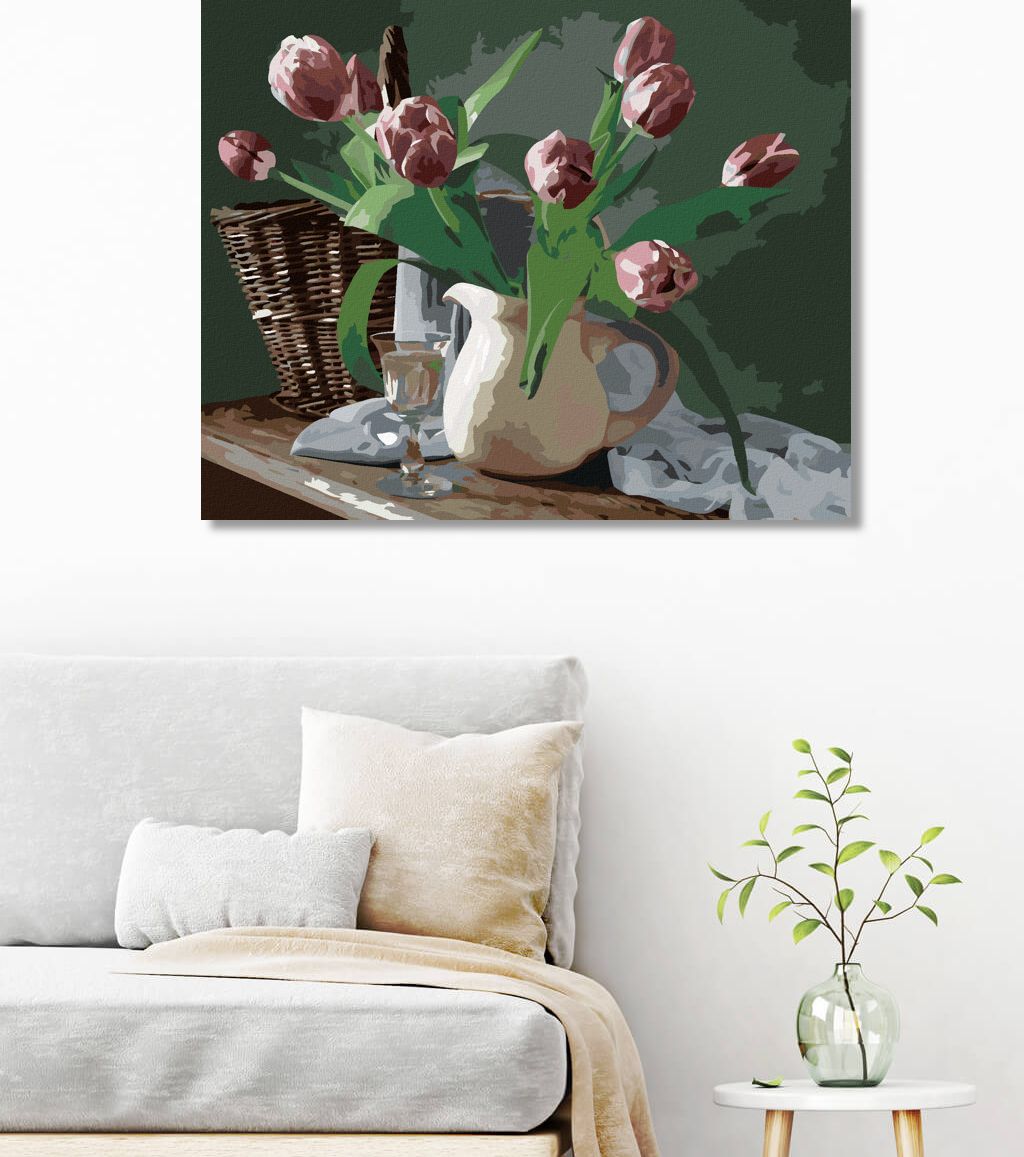 zuty Malování podle čísel - TULIPÁNY VE DŽBÁNKU - Rozměr: 40x50 cm, Rámování: Varianta: bez rámu a bez vypnutí plátna - obrázek 2