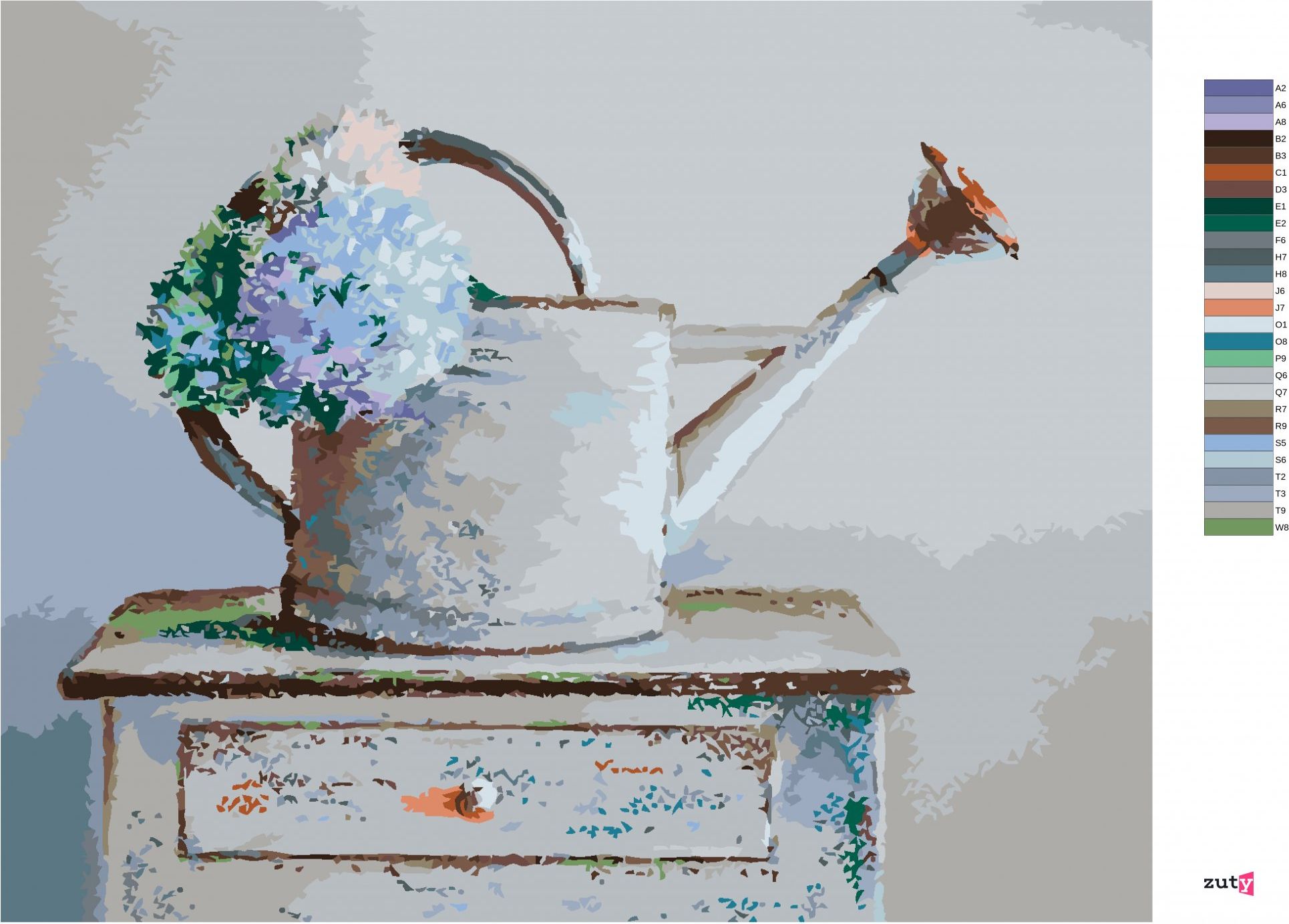 zuty Malování podle čísel - KVĚTINY V KONVICI - Rozměr: 40x50 cm, Rámování: Varianta: bez rámu a bez vypnutí plátna - obrázek 7