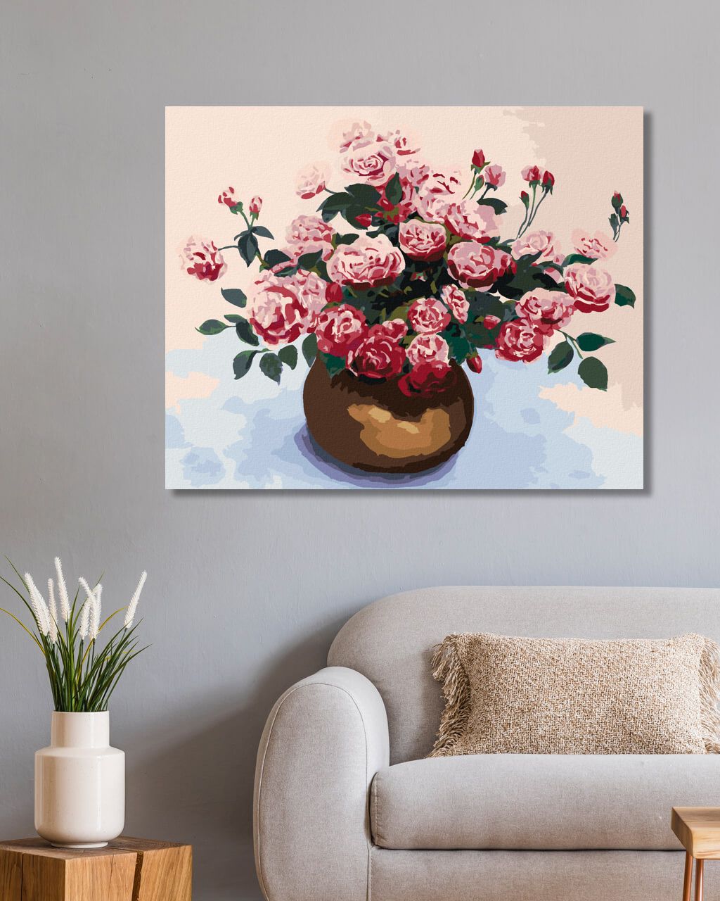 zuty Malování podle čísel - RŮŽE V HNĚDÉ KERAMICKÉ VÁZE - Rozměr: 40x50 cm, Rámování: Varianta: bez rámu a bez vypnutí plátna - obrázek 5