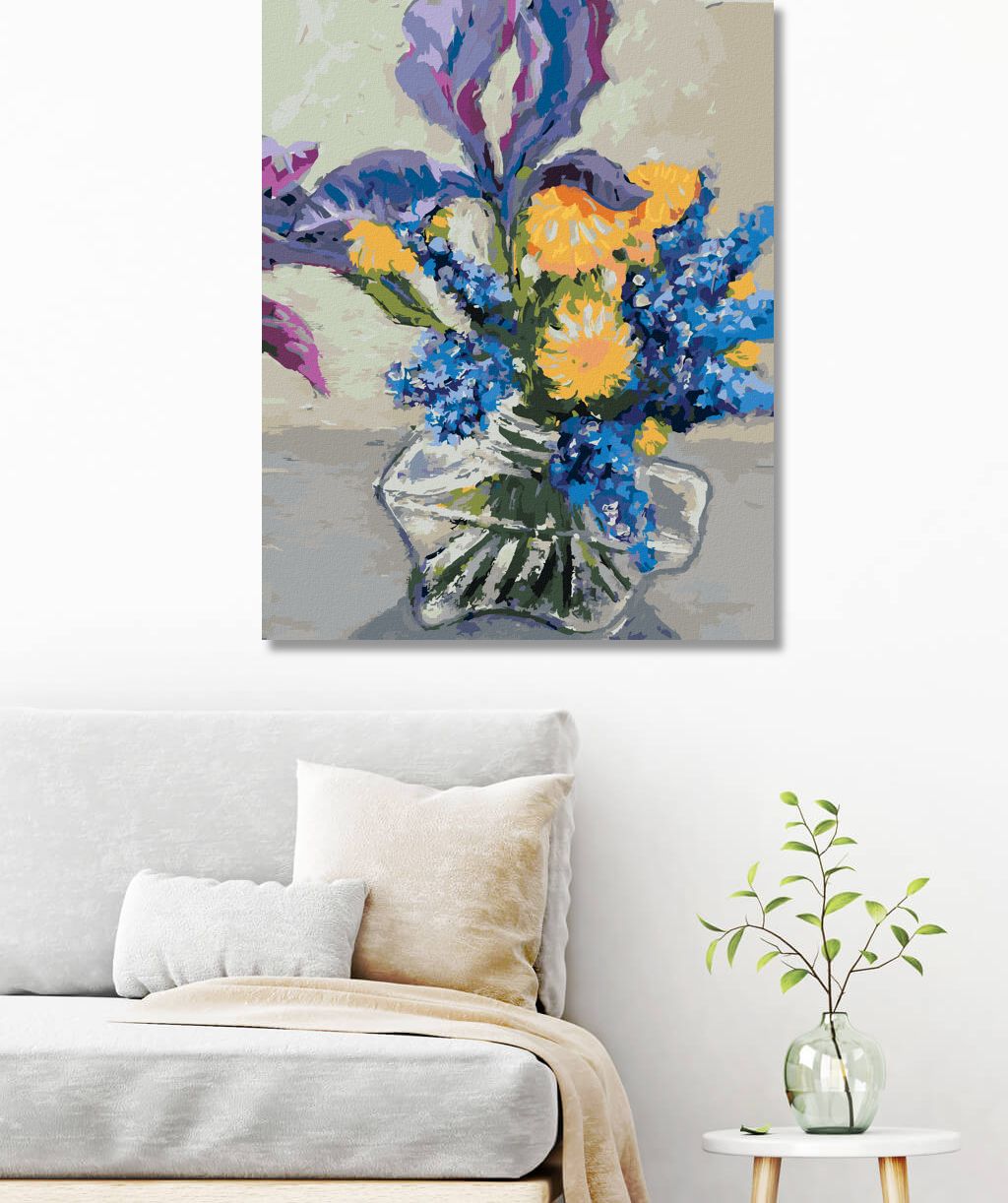 zuty Malování podle čísel - KOSATCE A PAMPELIŠKY VE VÁZE - Rozměr: 40x50 cm, Rámování: Varianta: vypnuté plátno na rám - obrázek 2