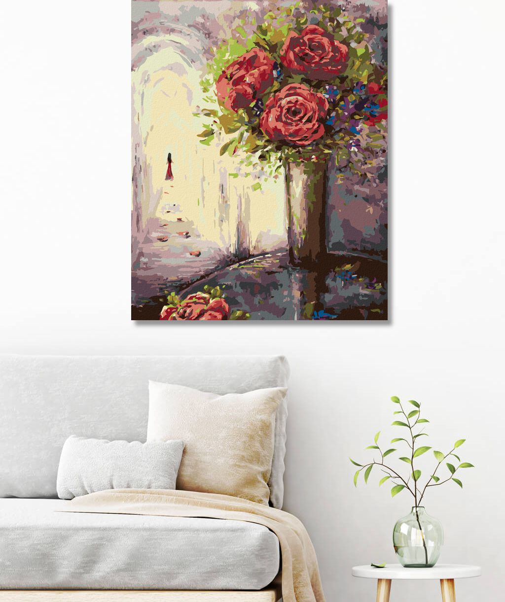 zuty Malování podle čísel - RŮŽE VE VÁZE A ŽENA V DÁLI - Rozměr: 40x50 cm, Rámování: Varianta: bez rámu a bez vypnutí plátna - obrázek 6