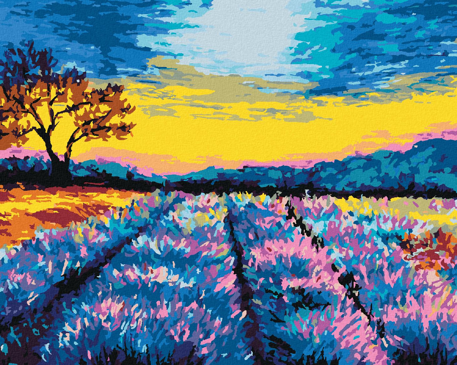 zuty Malování podle čísel - LEVANDULOVÉ POLE V PROVENCE - Rozměr: 40x50 cm, Rámování: Varianta: vypnuté plátno na rám - obrázek 2