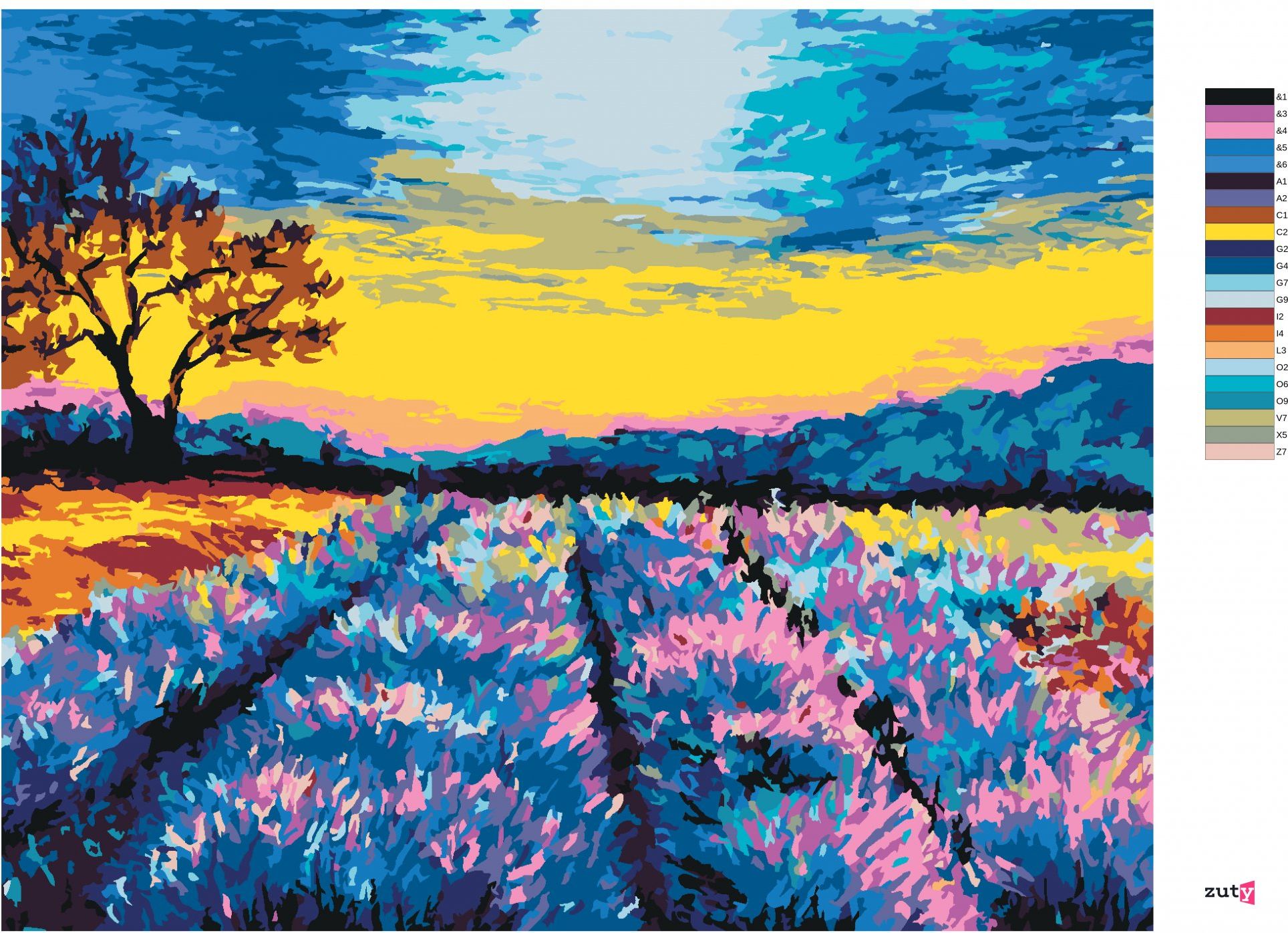 zuty Malování podle čísel - LEVANDULOVÉ POLE V PROVENCE - Rozměr: 40x50 cm, Rámování: Varianta: vypnuté plátno na rám - obrázek 13