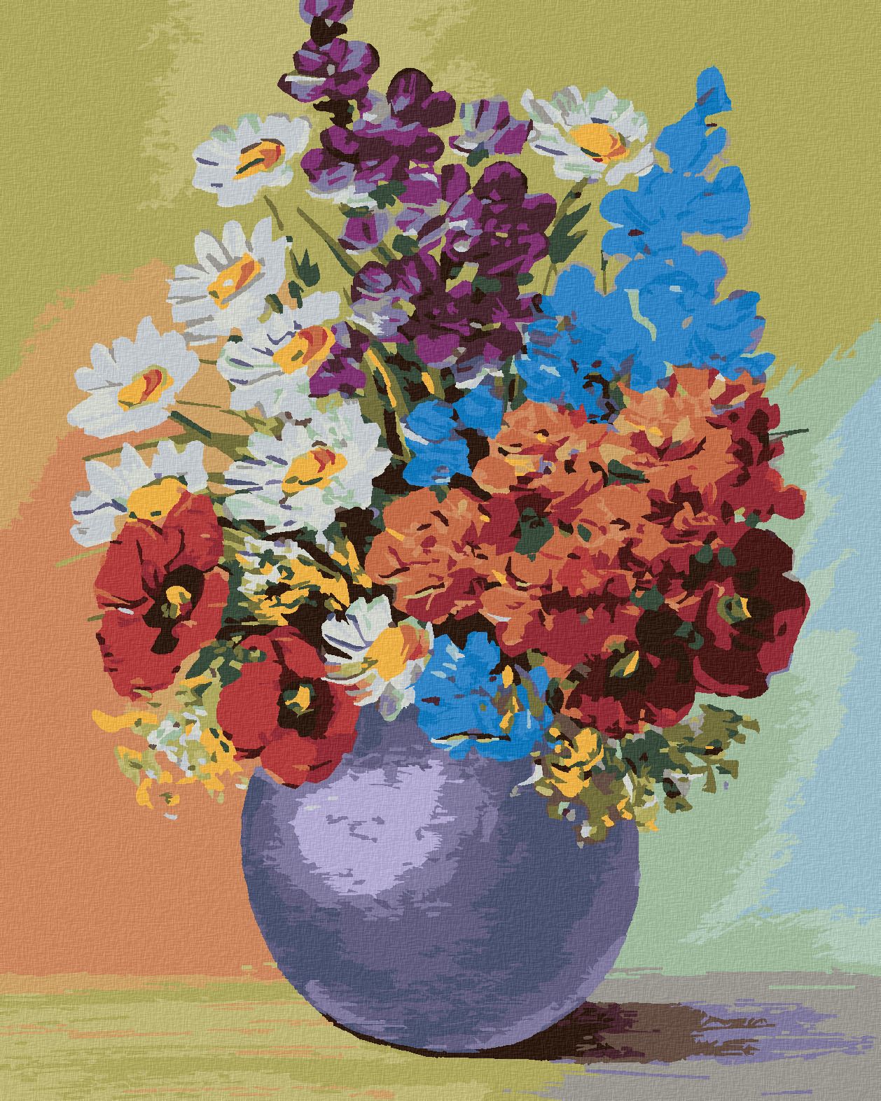 zuty Malování podle čísel - KVĚTINY V MODRÉ VÁZE - Rozměr: 40x50 cm, Rámování: Varianta: vypnuté plátno na rám - obrázek 1