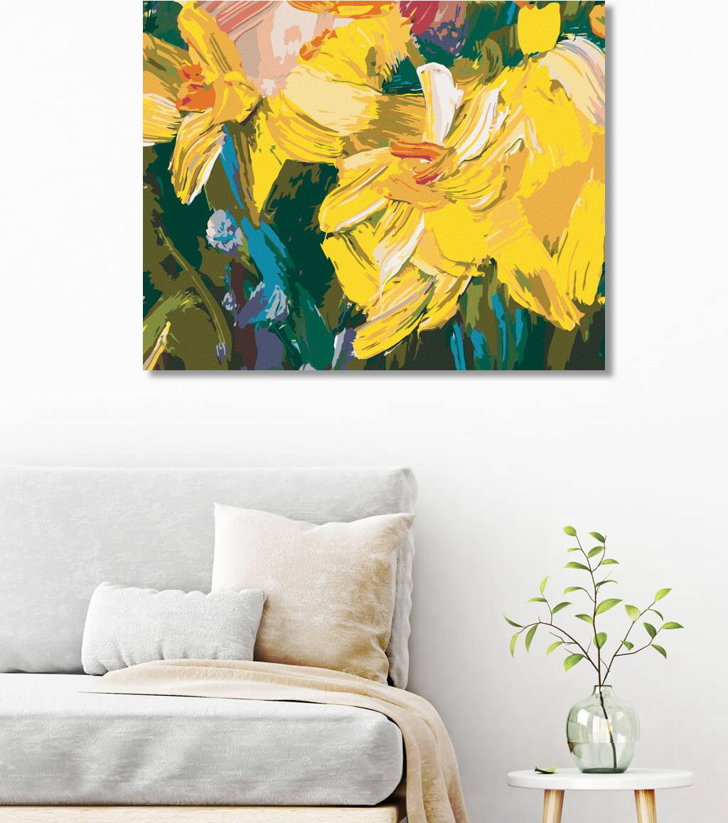 zuty Malování podle čísel - ŽLUTÉ NARCISY - Rozměr: 40x50 cm, Rámování: Varianta: bez rámu a bez vypnutí plátna - obrázek 4